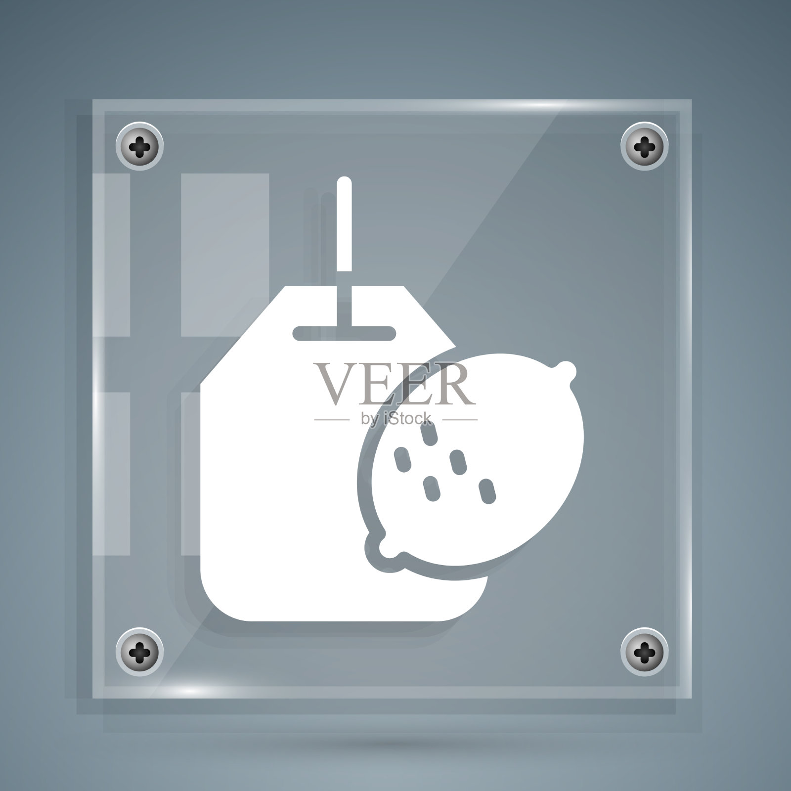 白色茶包与柠檬图标孤立在灰色上图标素材