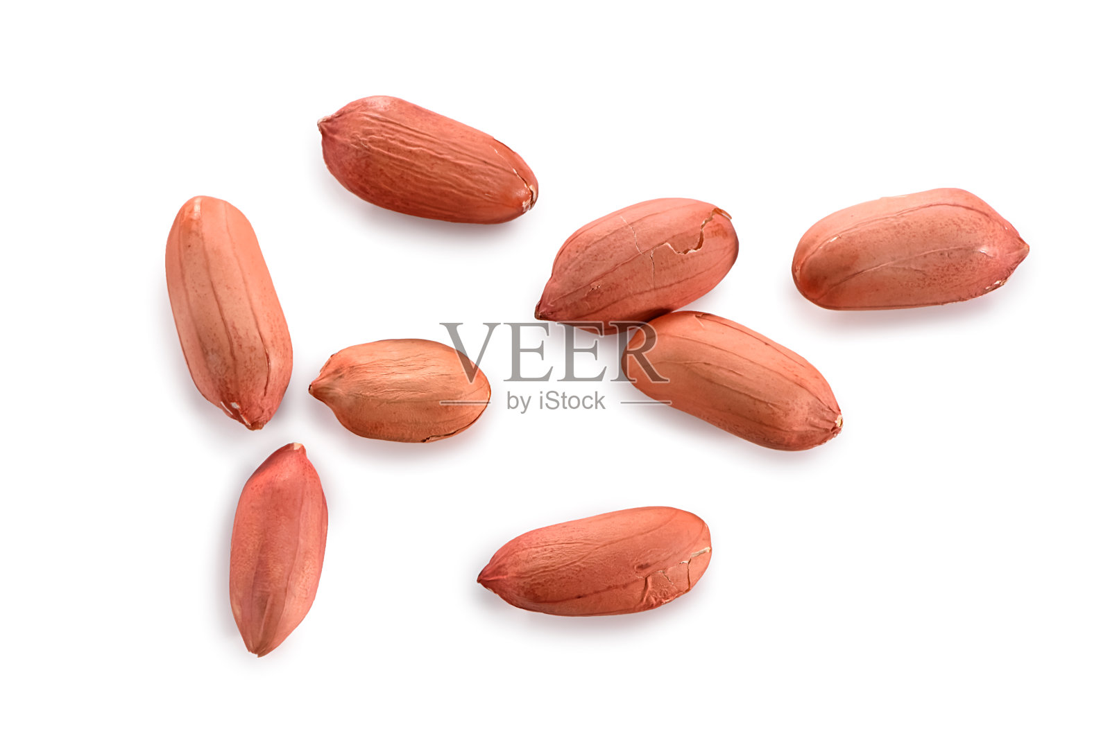 去皮花生仁特写孤立在白色背景上照片摄影图片