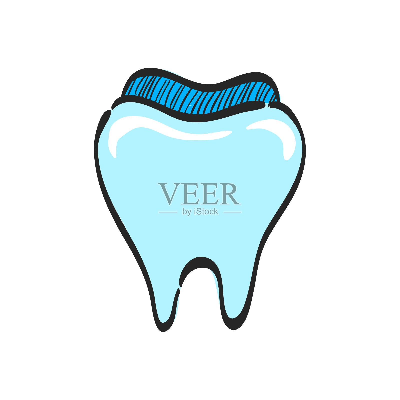 彩色绘图中的牙齿图标。牙膏,卫生,微笑,健康插画图片素材