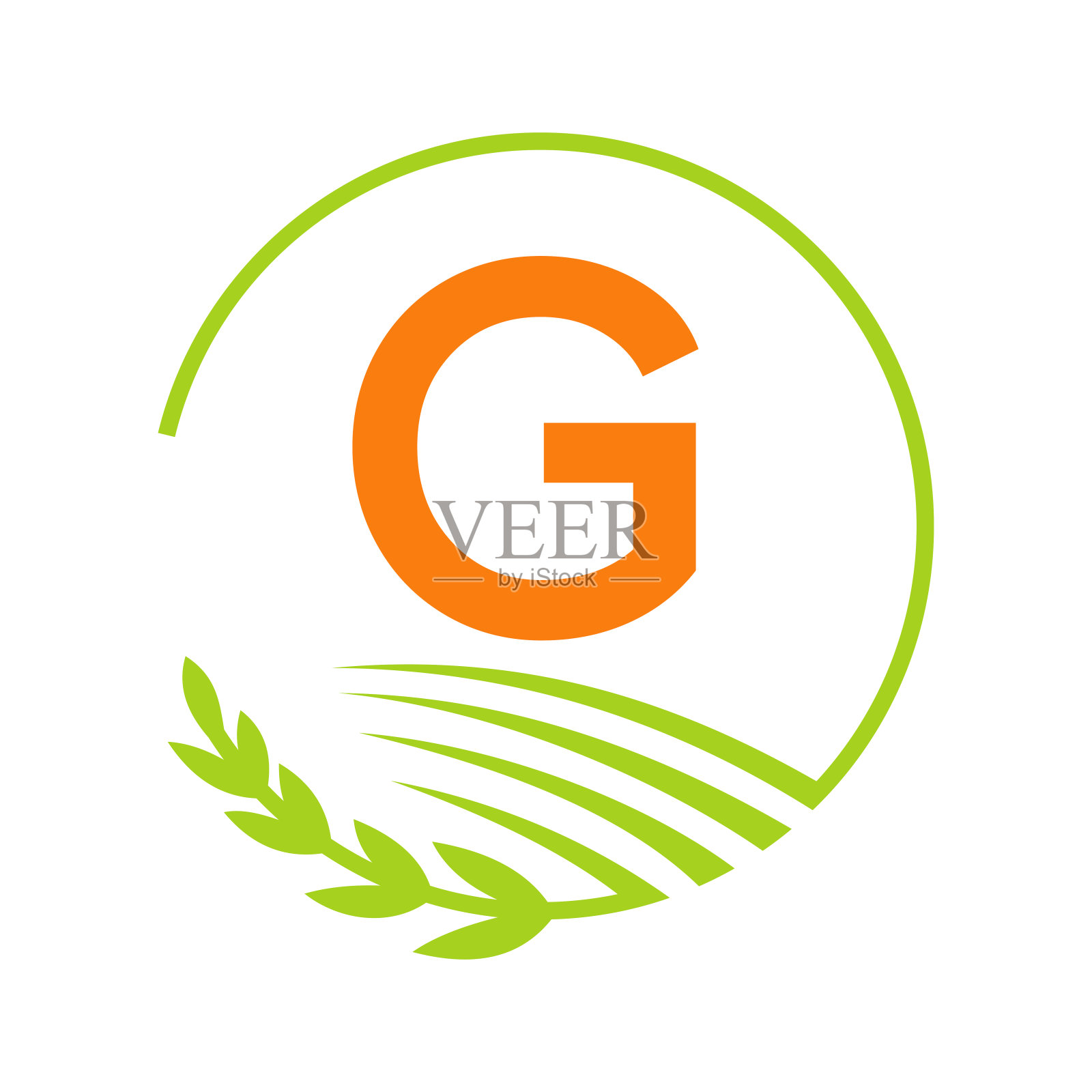 关于G字母概念的农业标志。农业和农业标志签名G字母模板设计元素图片
