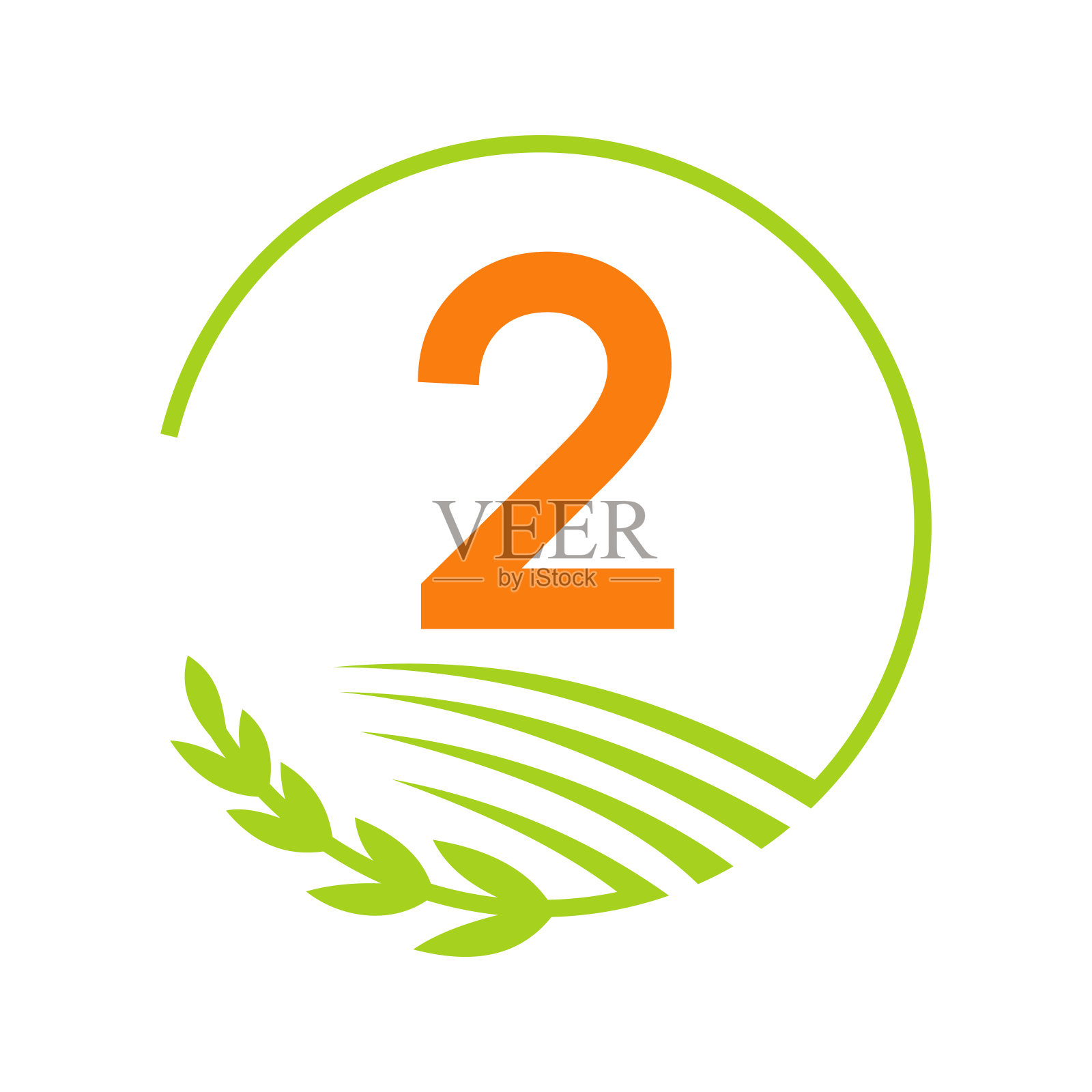 农业标志上2个字母的概念。农业和农业标志签字2个字母模板插画图片素材