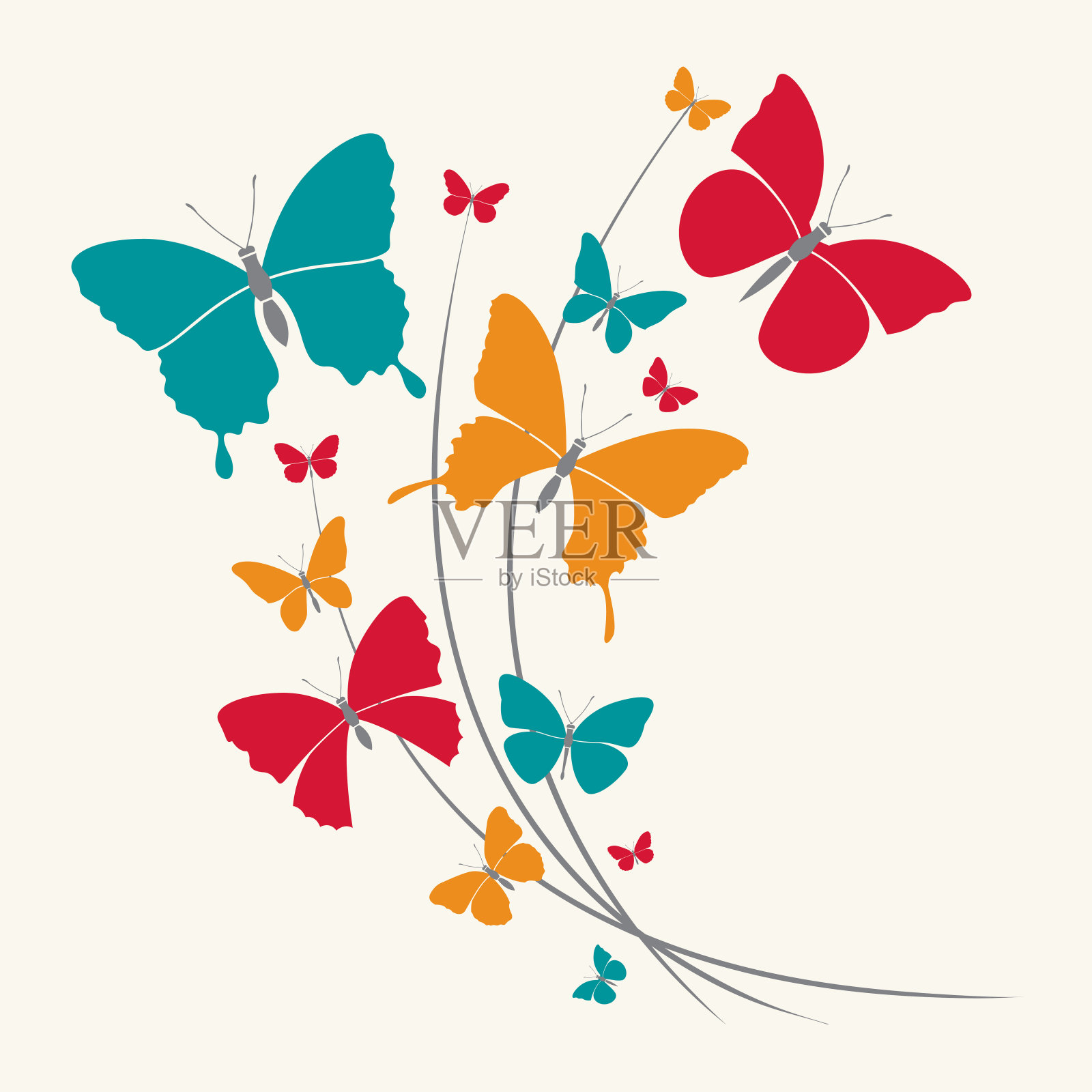 一群剪影蝴蝶插画图片素材