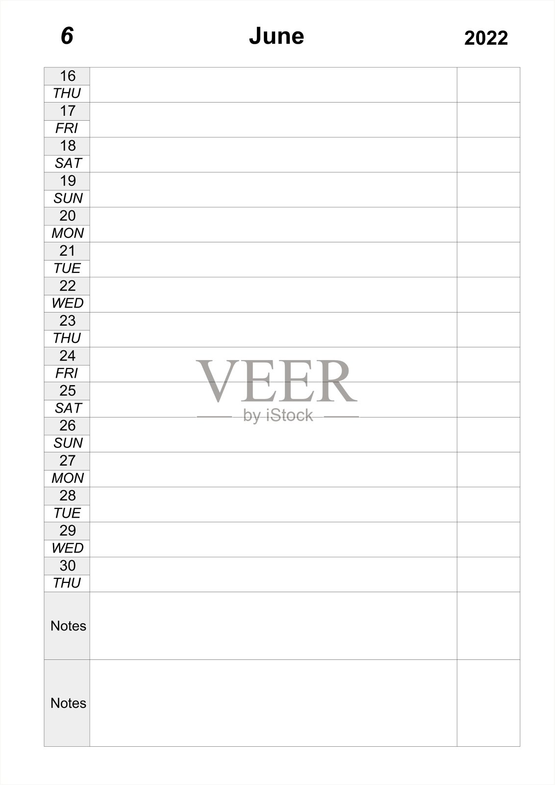 业务日历。2022年6月计划。工作的组织者。月度计划照片摄影图片