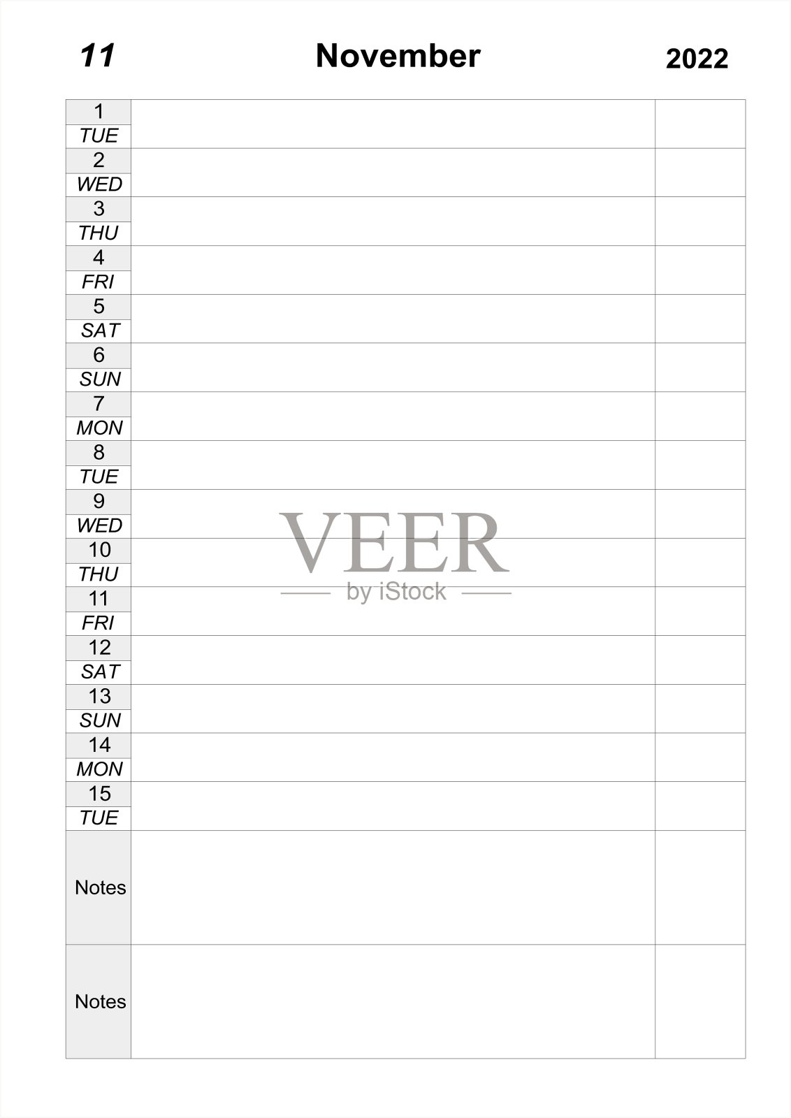 日历计划2022年11月上半期。工作的组织者照片摄影图片