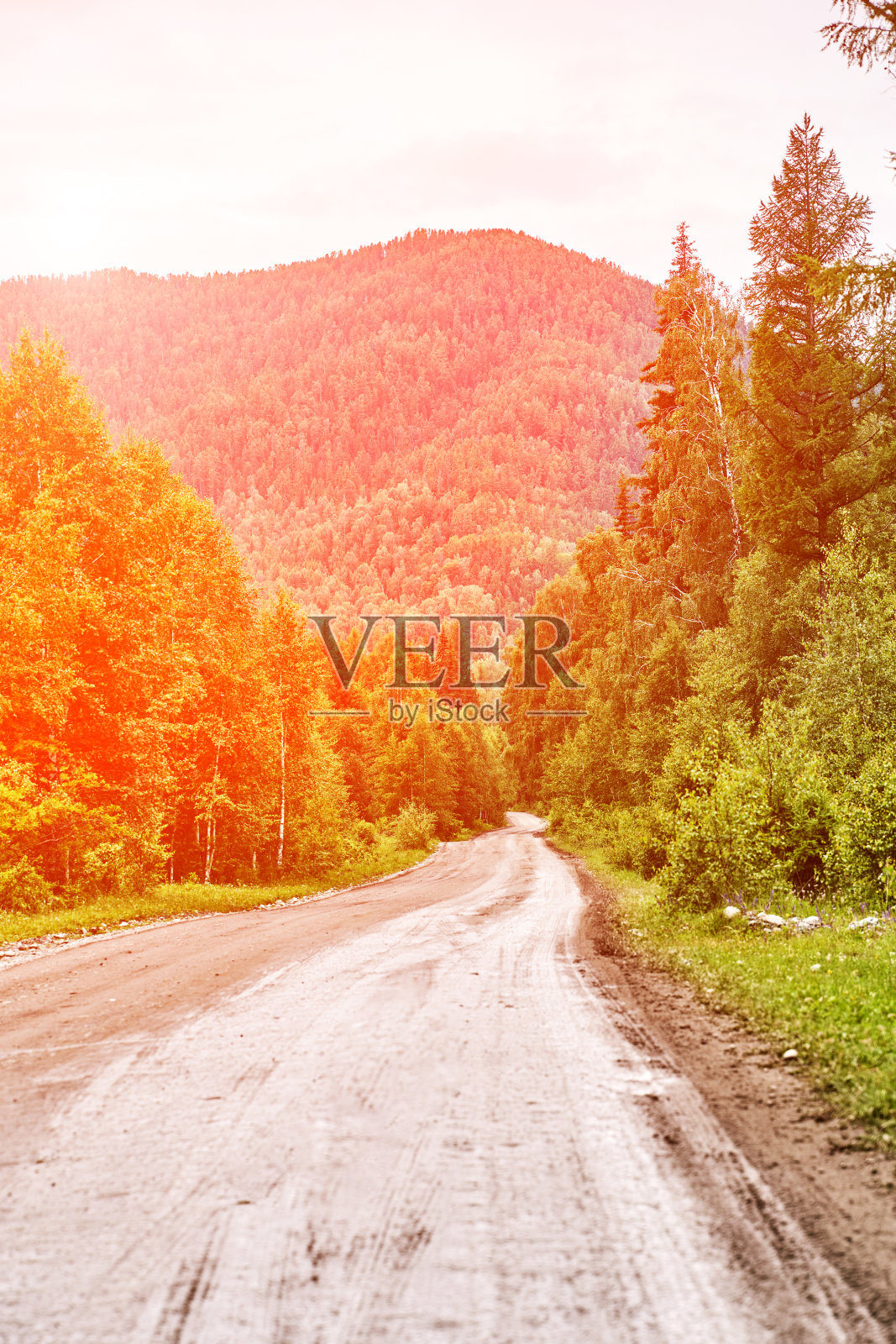 假期roadtrip景观。阿尔泰山脉。Multa地区。照片摄影图片