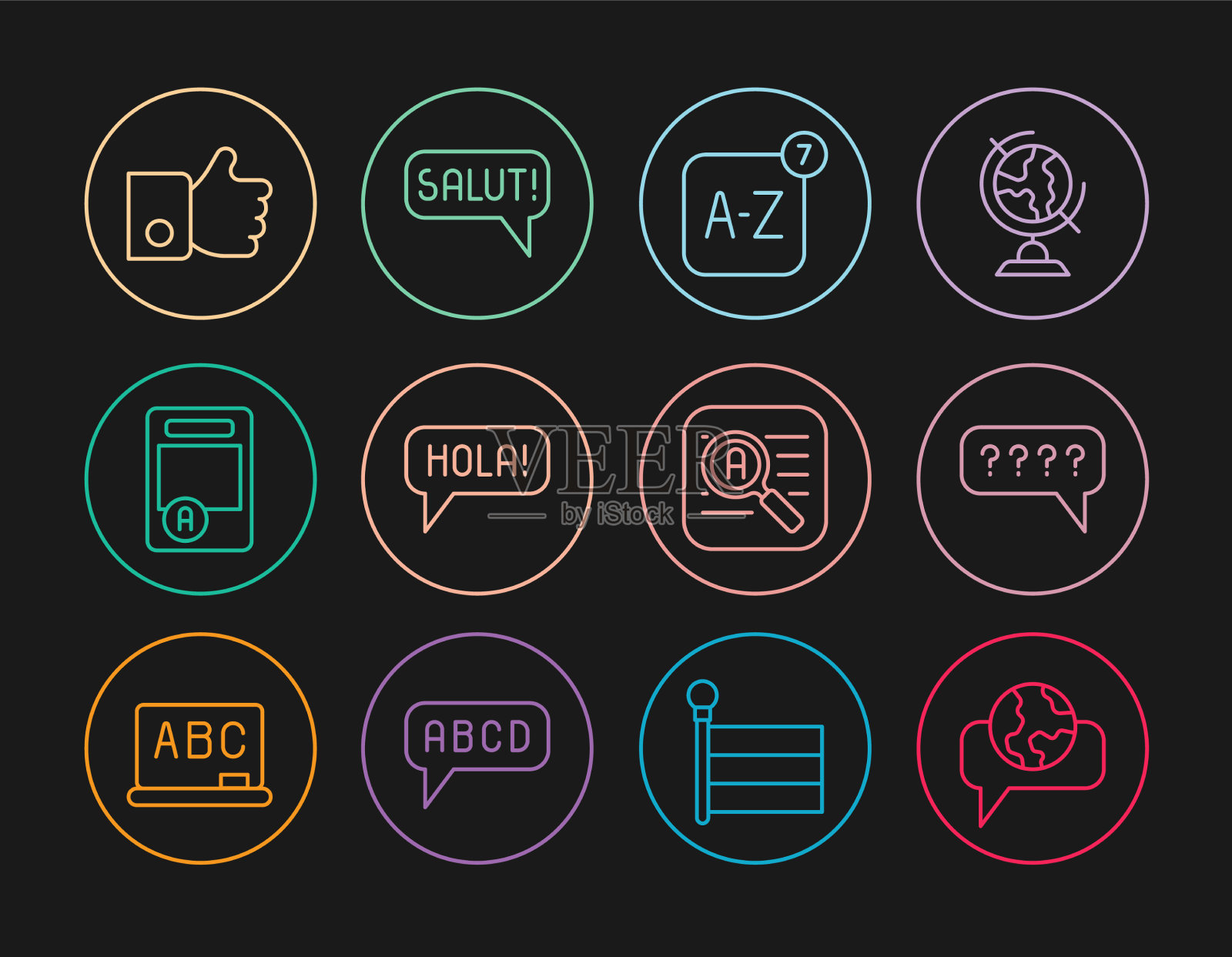 设置外语语音学习线路图标素材