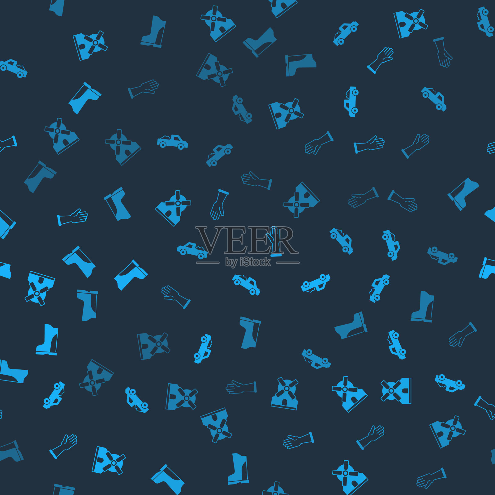 戴上风车小货车橡胶手套图标素材