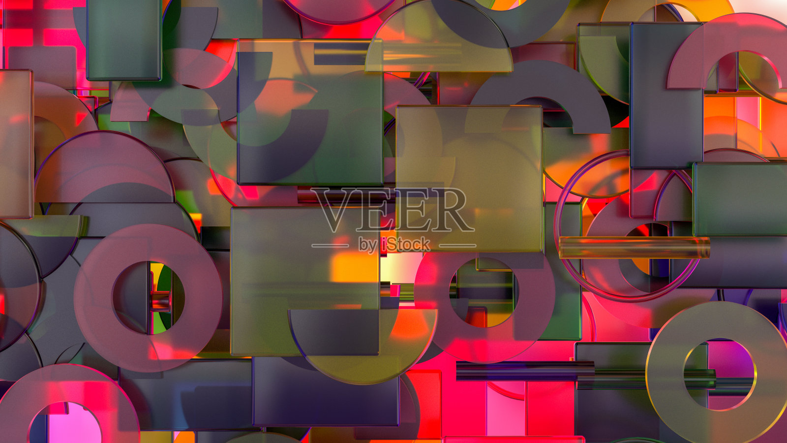 抽象三维渲染原语玻璃透明几何形状的背景照片摄影图片