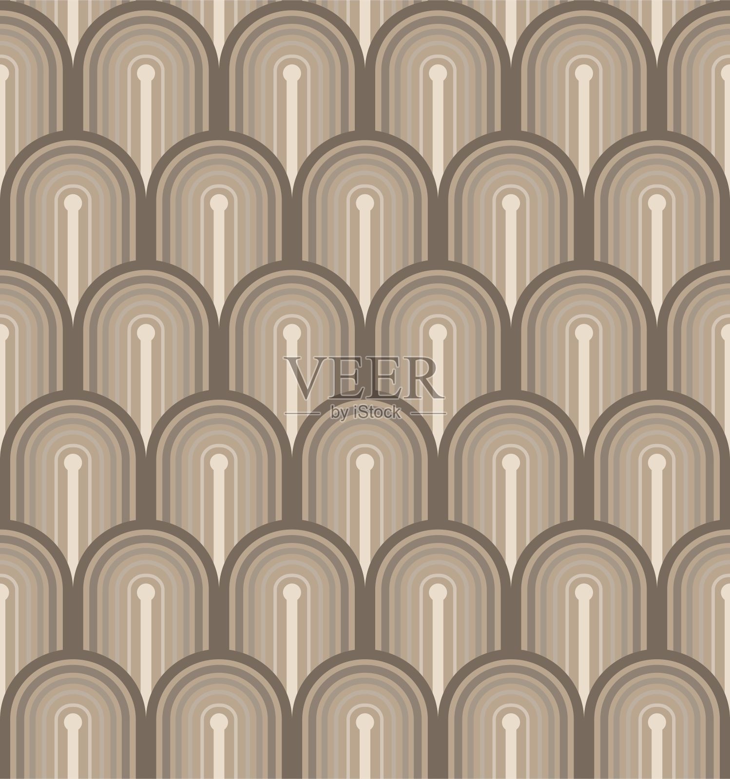 米色无缝背景与拱门在柔和的颜色插画图片素材