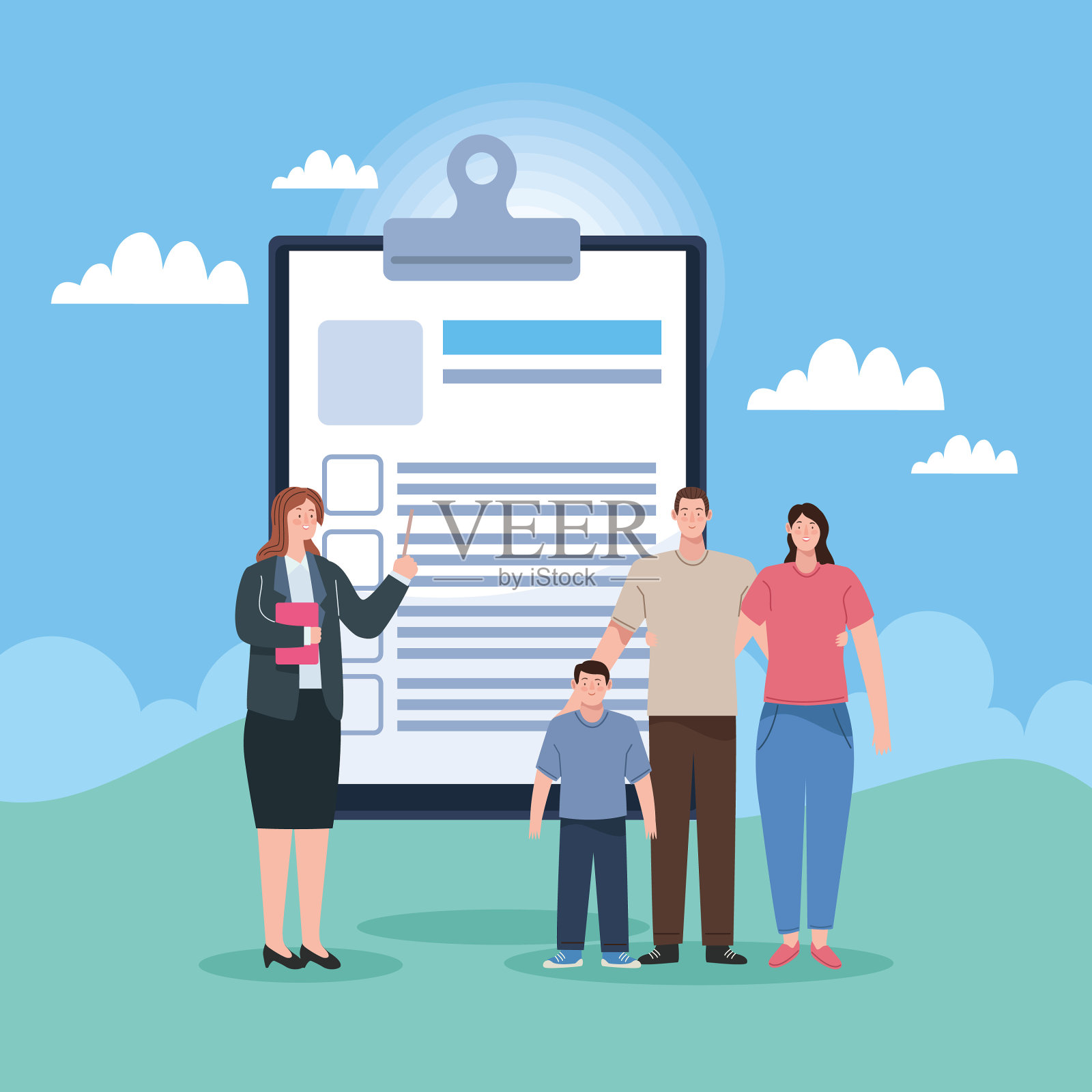 代办家庭保险插画图片素材