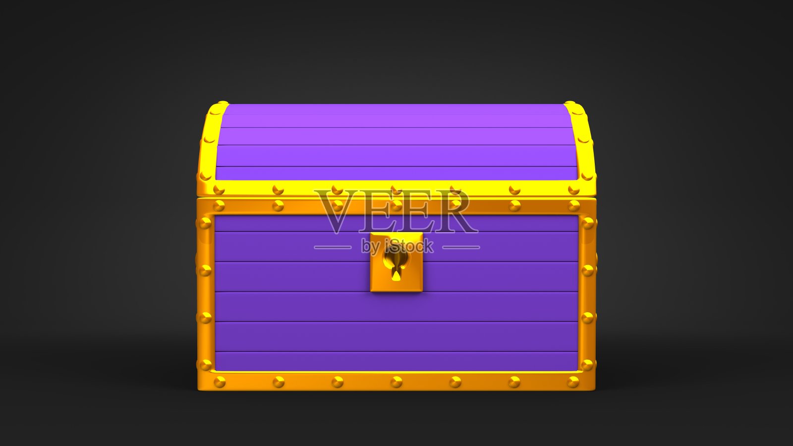 紫色的宝箱在黑色的背景。照片摄影图片