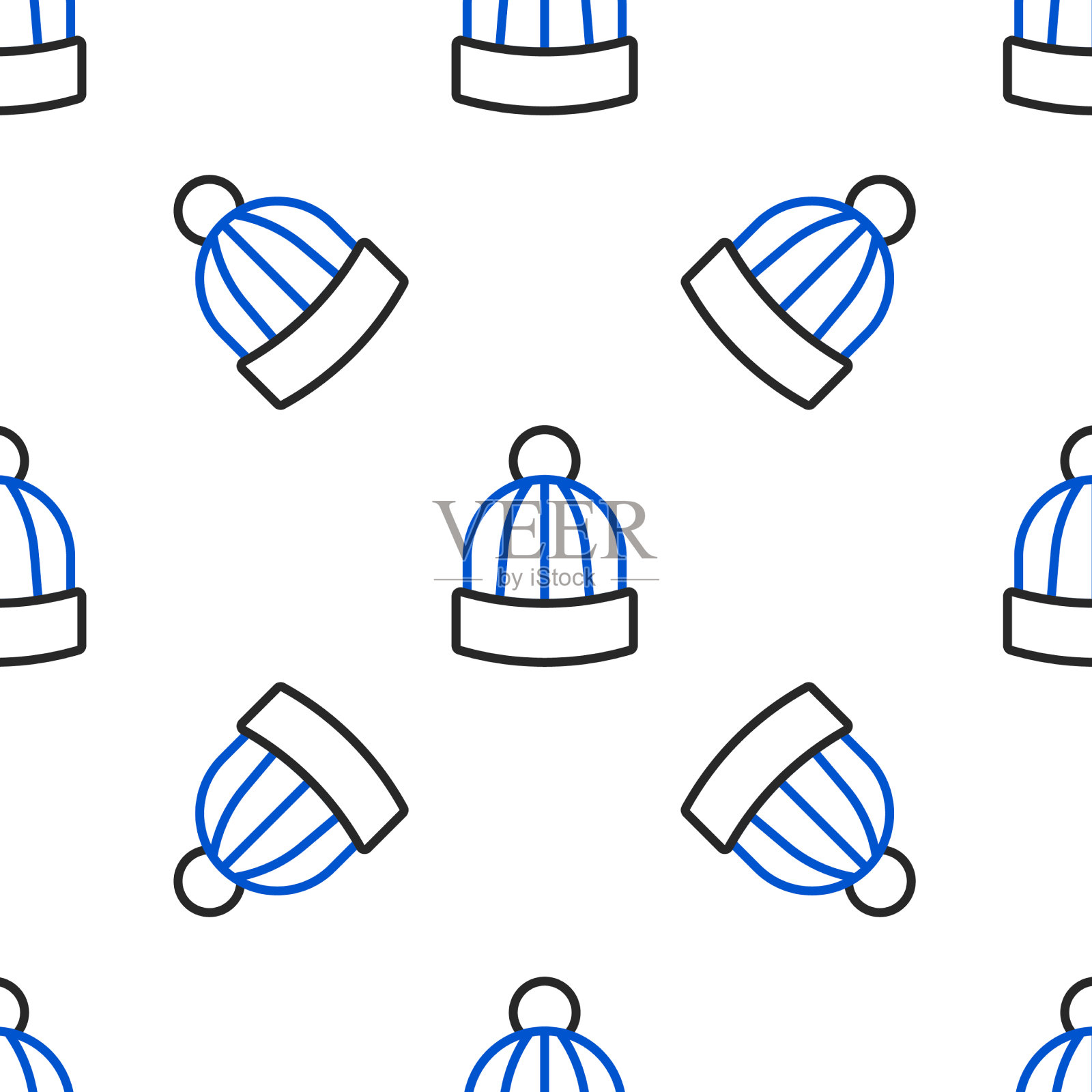 线冬帽图标孤立无缝图案上插画图片素材