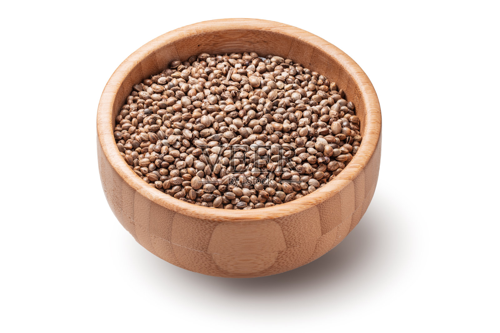 大麻大麻种子在木碗孤立在白色背景照片摄影图片