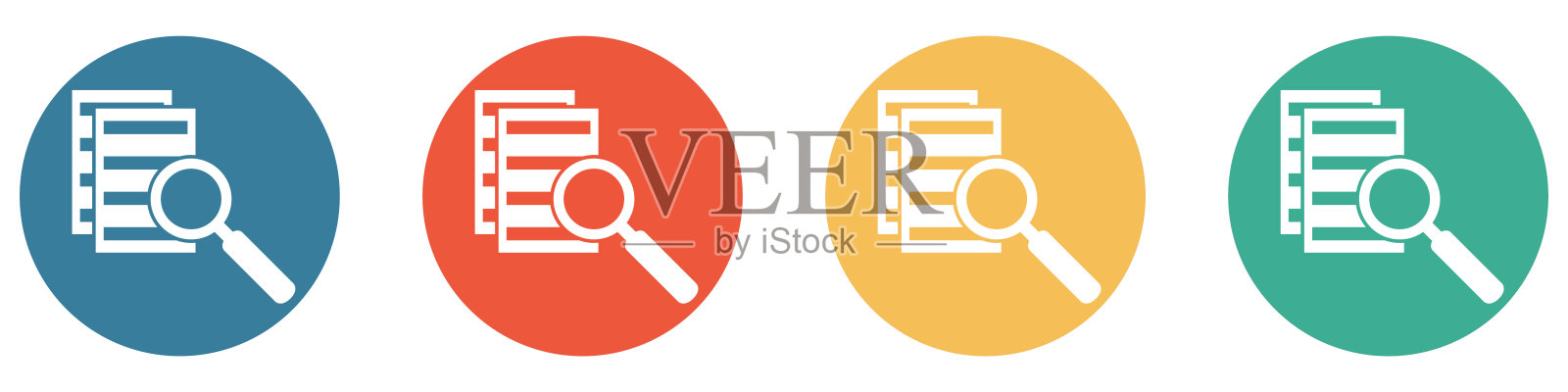 4个按钮的彩色横幅:搜索文件插画图片素材