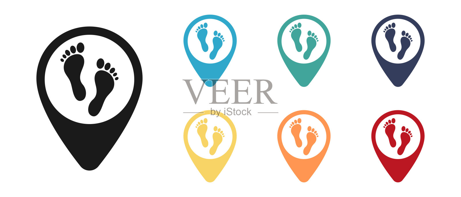 脚的平面设计的网页图标集。位置矢量图标。网站设计开发,应用程序开发。插图图标素材