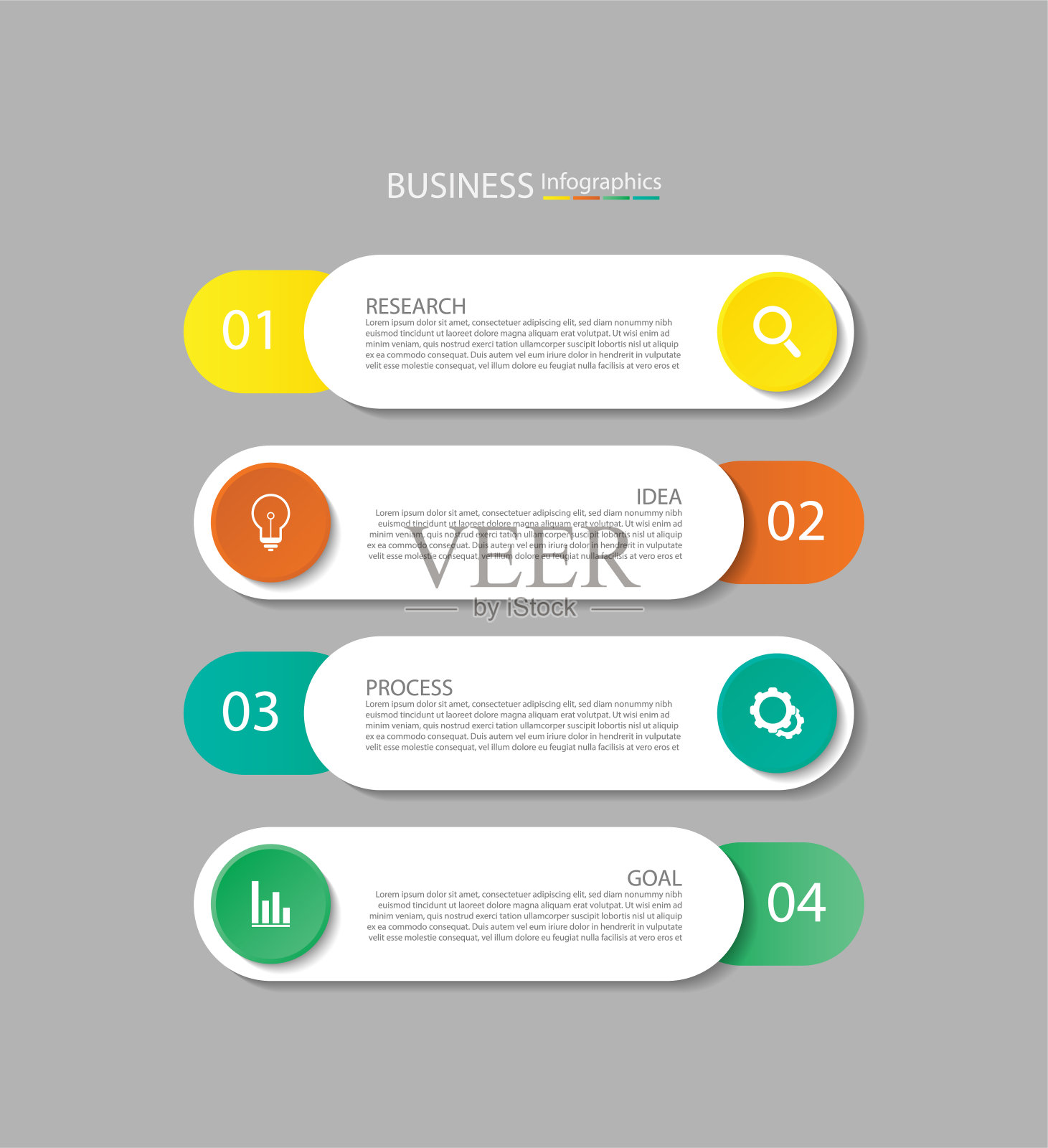 商业信息图模板彩色4步设计模板素材