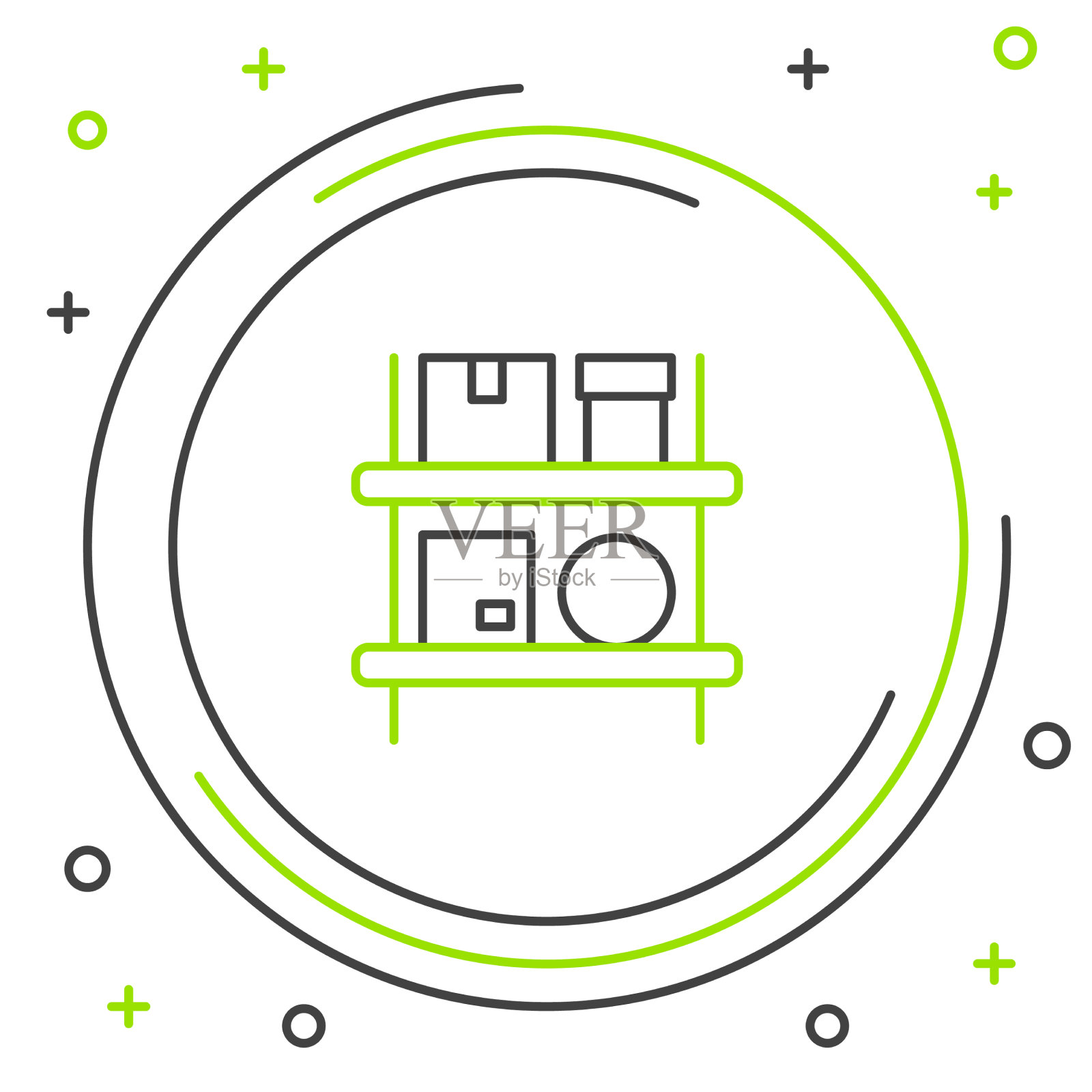 货架图标上的盒子排列仓库内部插画图片素材