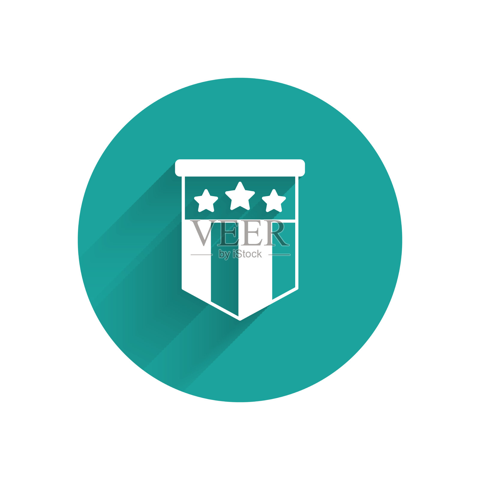 白色的美国国旗图标与长阴影孤立插画图片素材