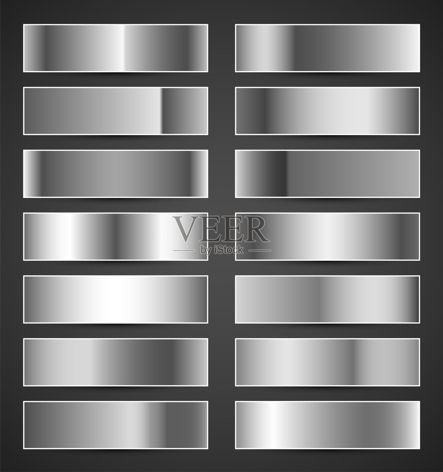 银金属梯度矢量收集。插画图片素材