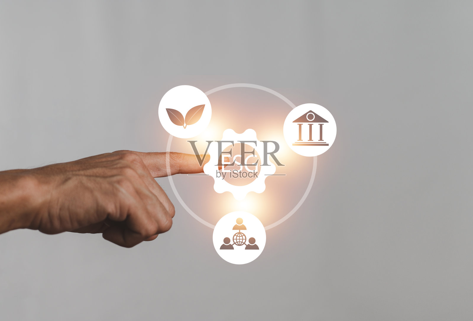 ESG图标概念为环境、社会治理在可持续和道德的商业网络上连接照片摄影图片