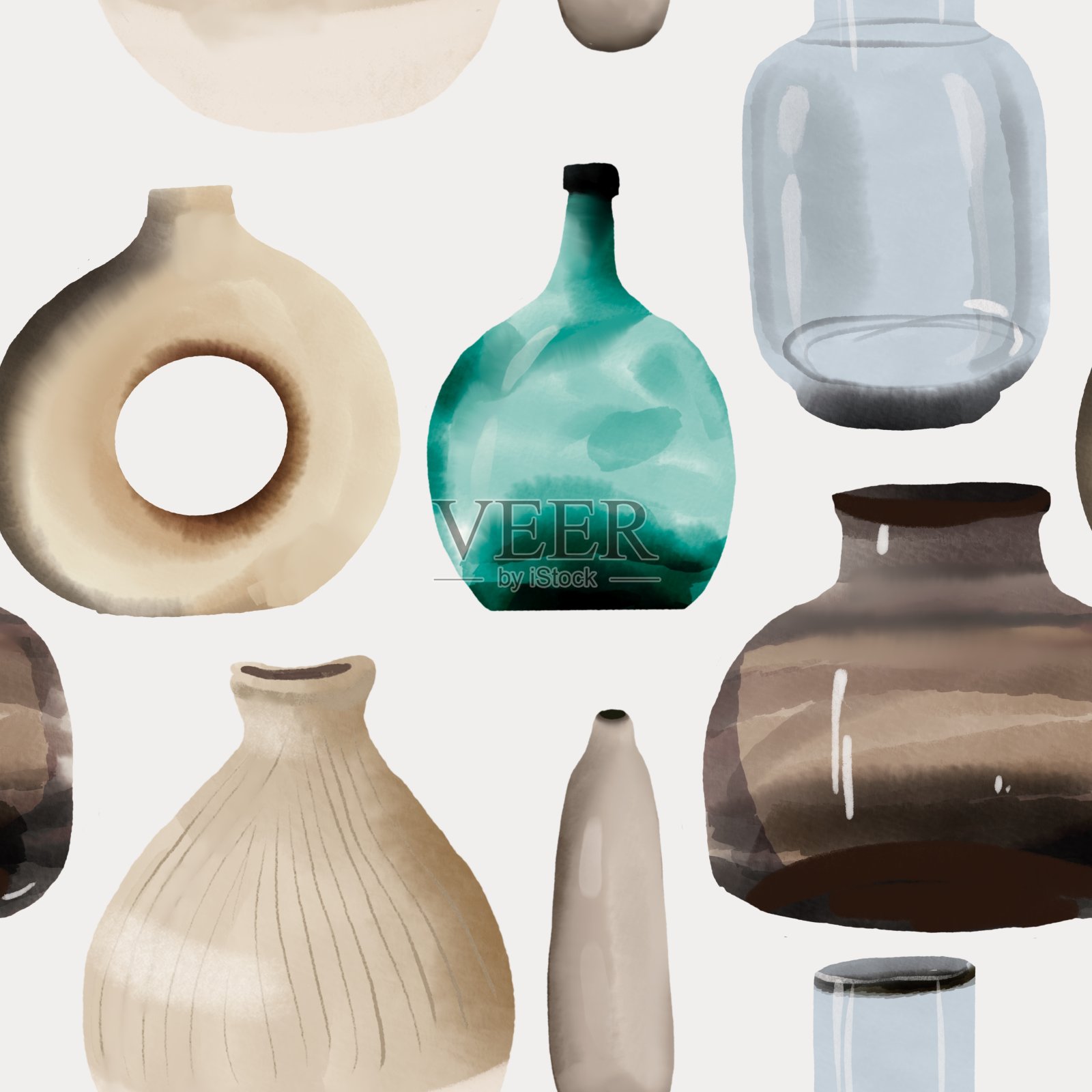 现代新潮的花瓶极简绘画波西米亚内饰元素插画图片素材