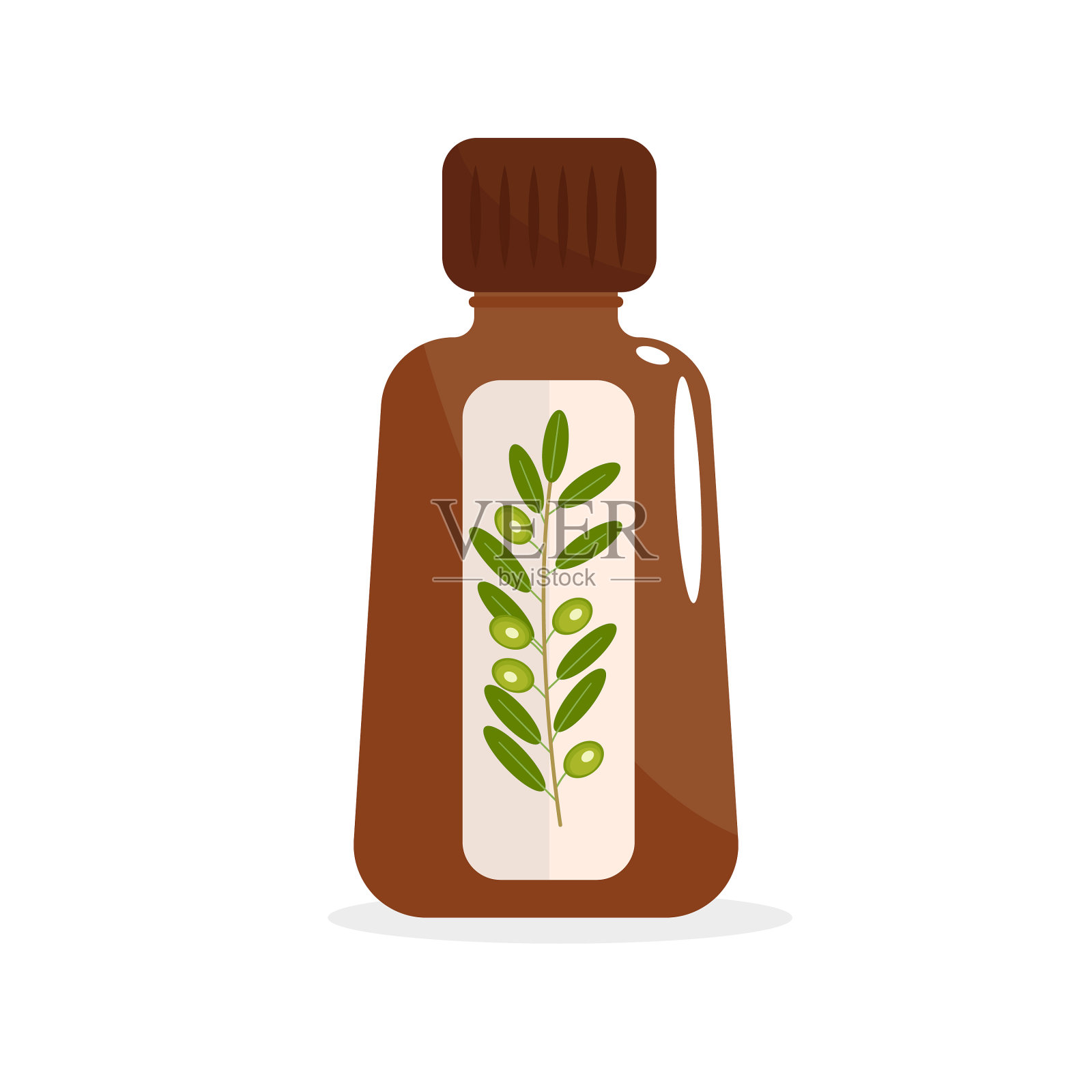 棕色瓶子与橄榄油提取物。自然顺势疗法。民间医药。矢量图插画图片素材