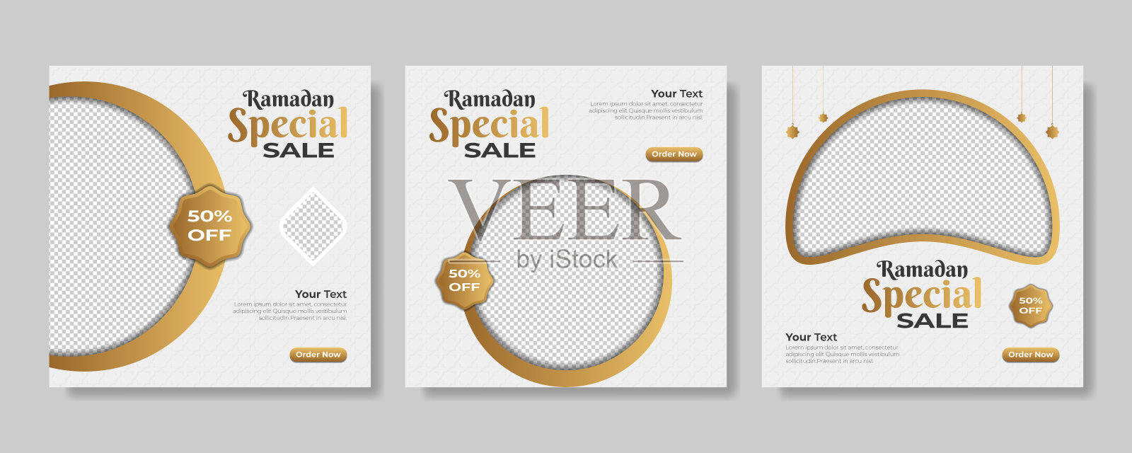 一套斋月销售旗帜。网络推广横幅,社交媒体帖子模板。矢量图设计模板素材