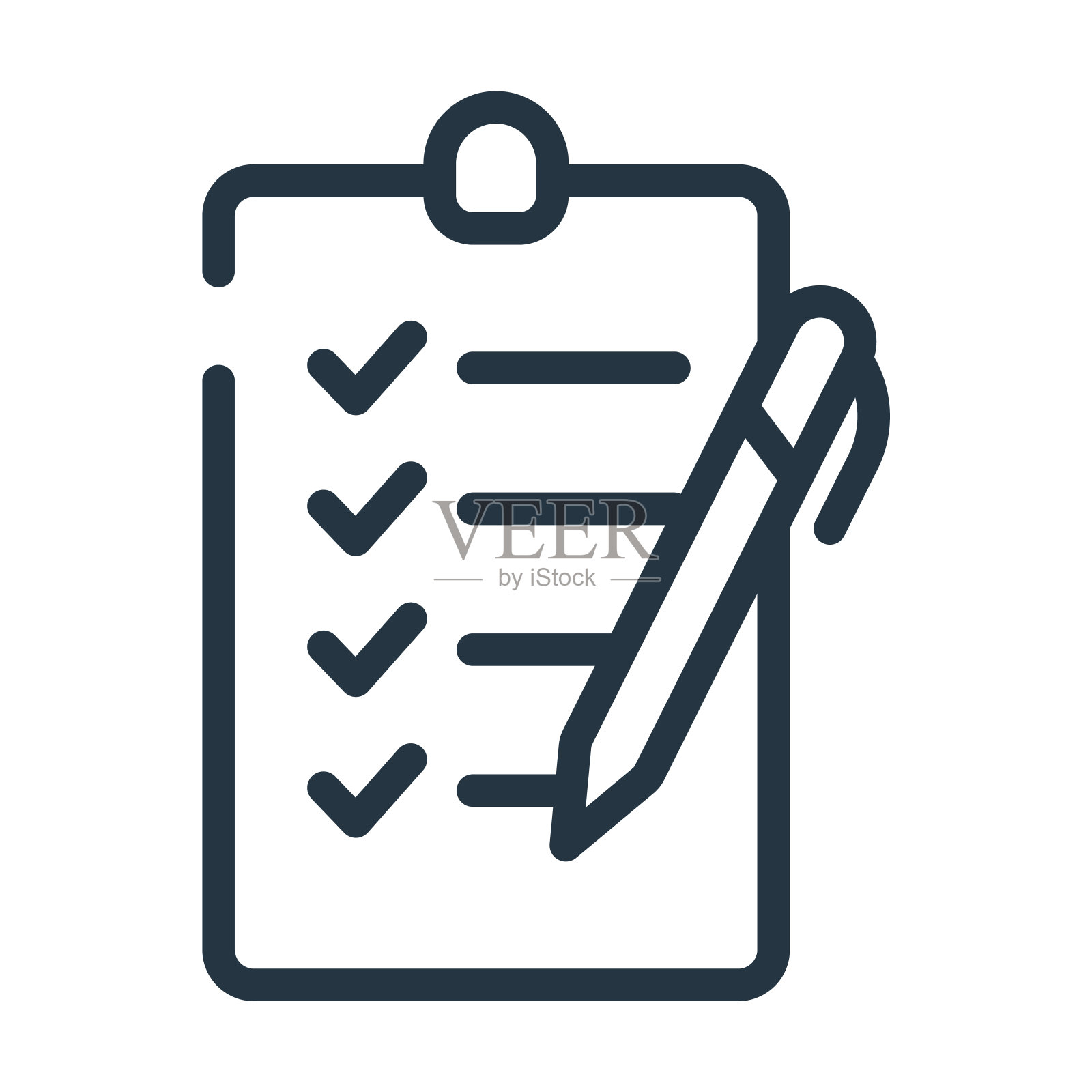 带铅笔细线图标的清单。列表、办公室线性图标从政治概念孤立轮廓标志。矢量插图符号元素的网页设计和应用程序。插画图片素材