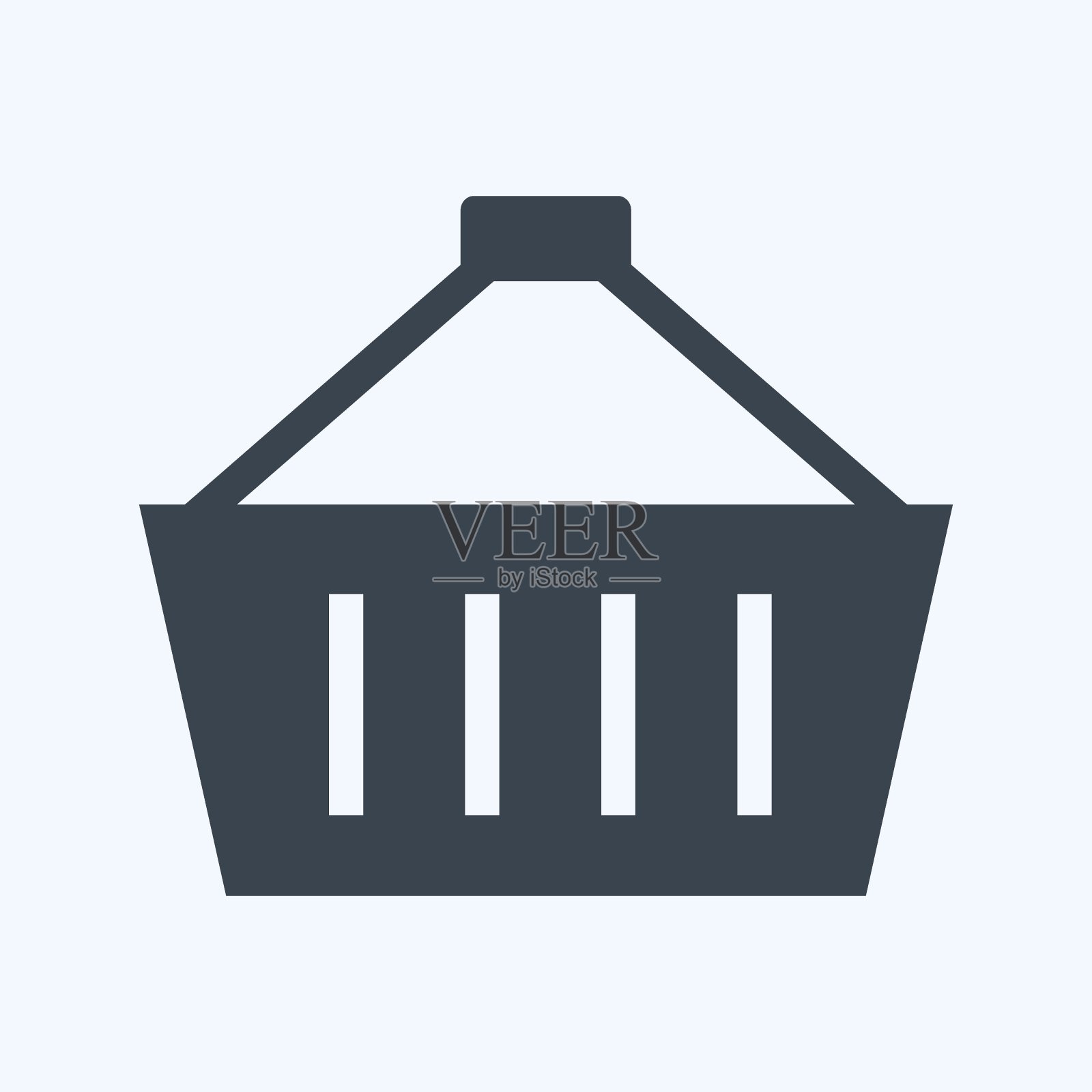 篮子图标在时尚字形风格孤立在软蓝色背景插画图片素材