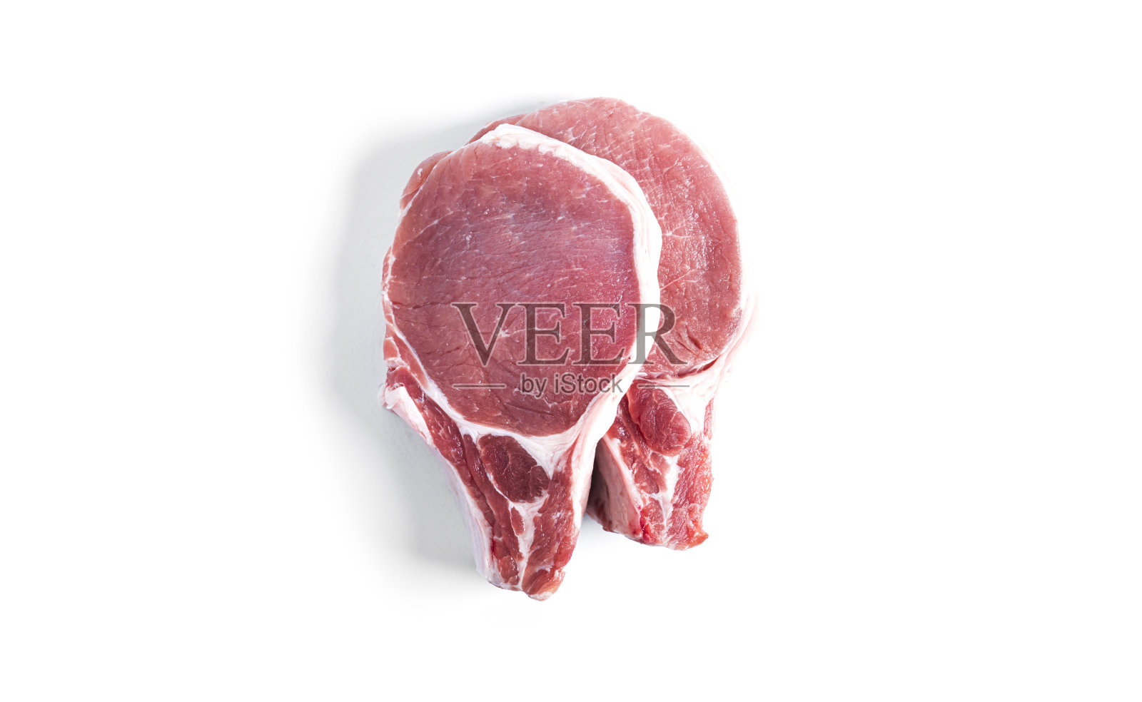 新鲜的猪肉排孤立在白色的背景上照片摄影图片