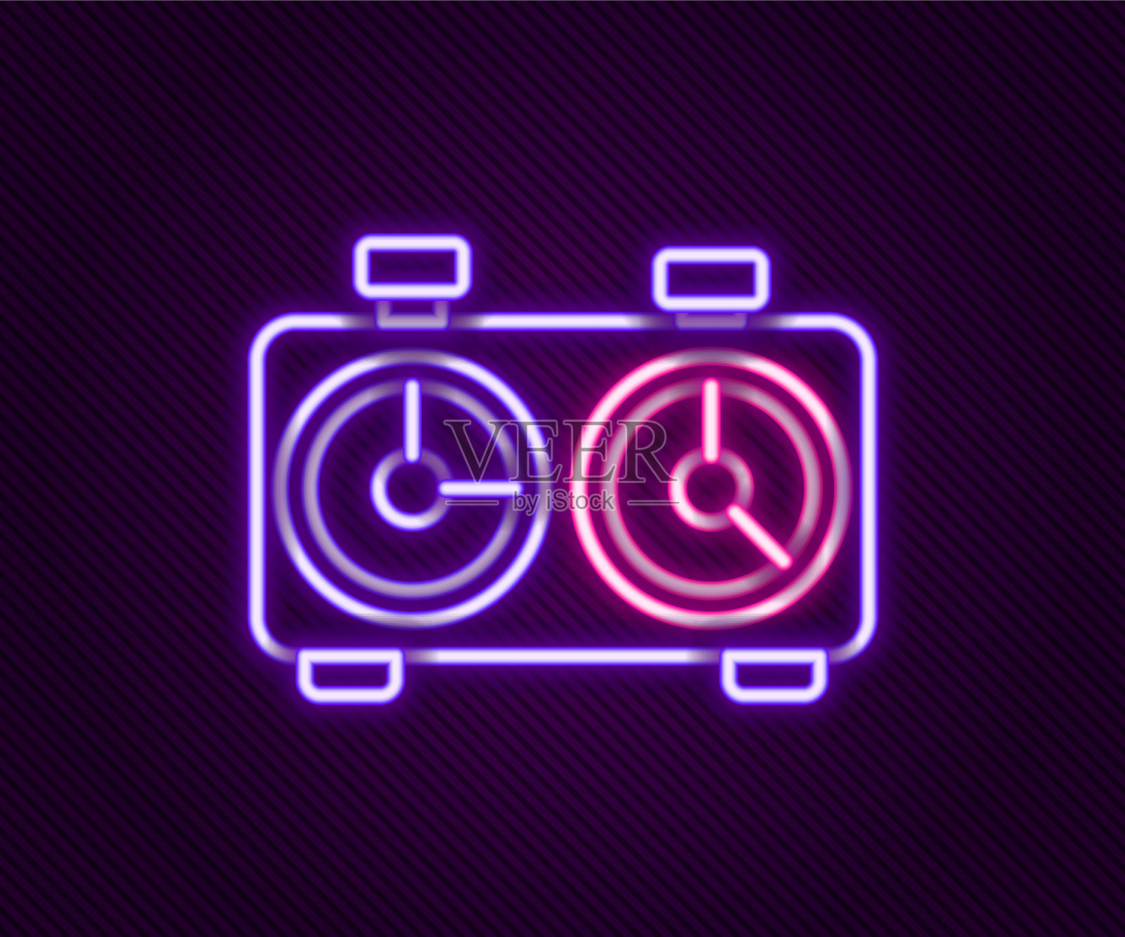 霓虹灯线时间象棋时钟图标孤立插画图片素材