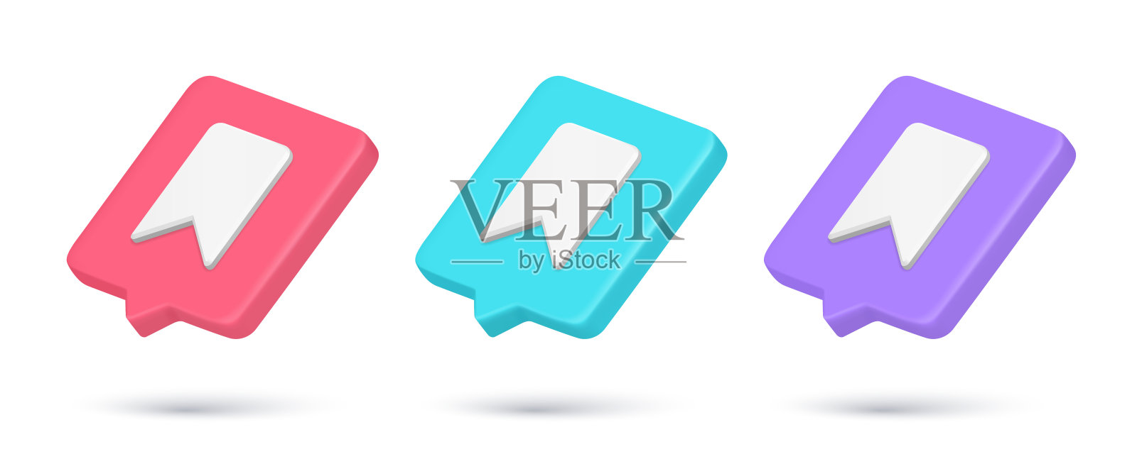 逼真的3d图标书签标志,用于记住位置文本信息快速提示收集向量图标素材