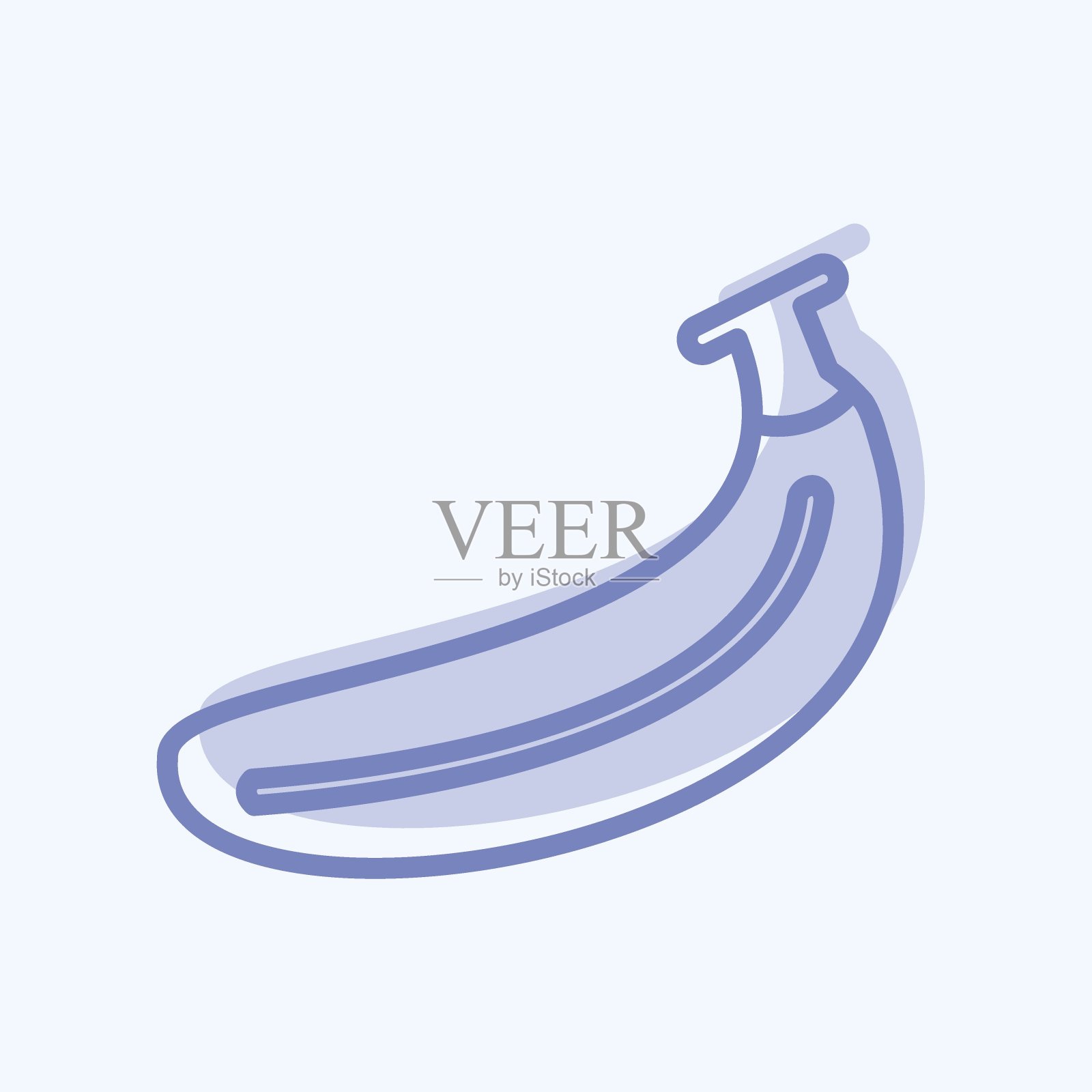 香蕉图标在时尚的两个色调风格孤立在软蓝色背景插画图片素材
