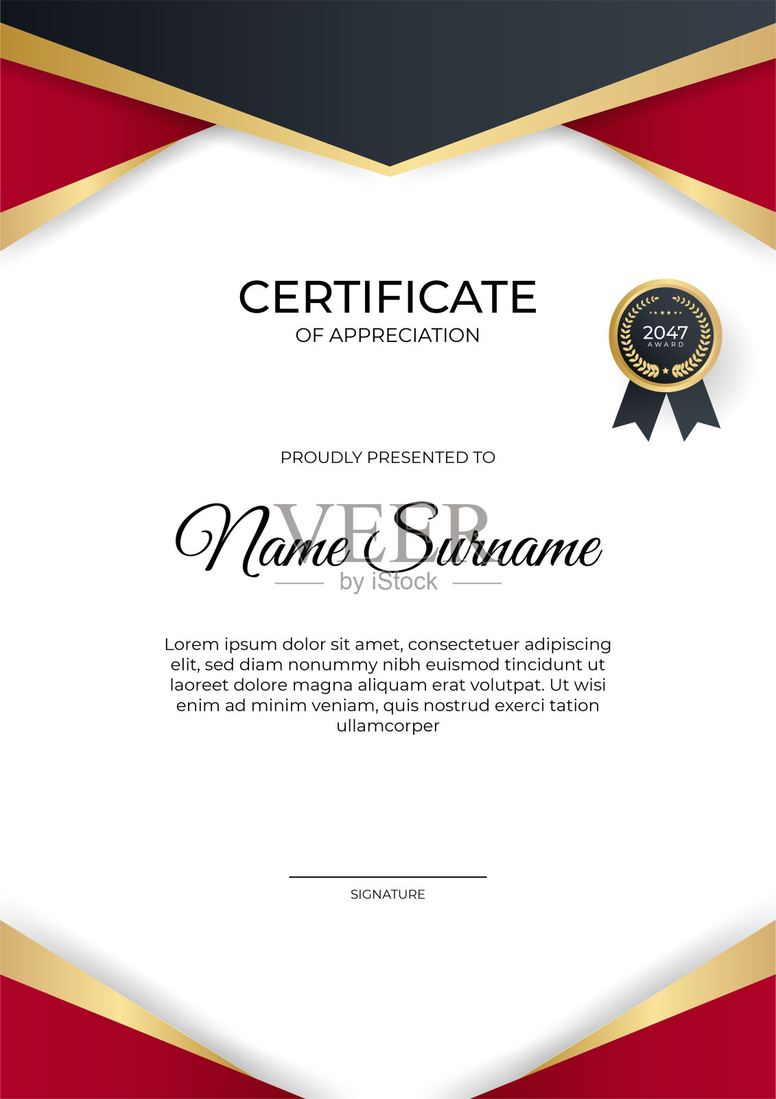 现代梯度红黑金证书设计模板插画图片素材