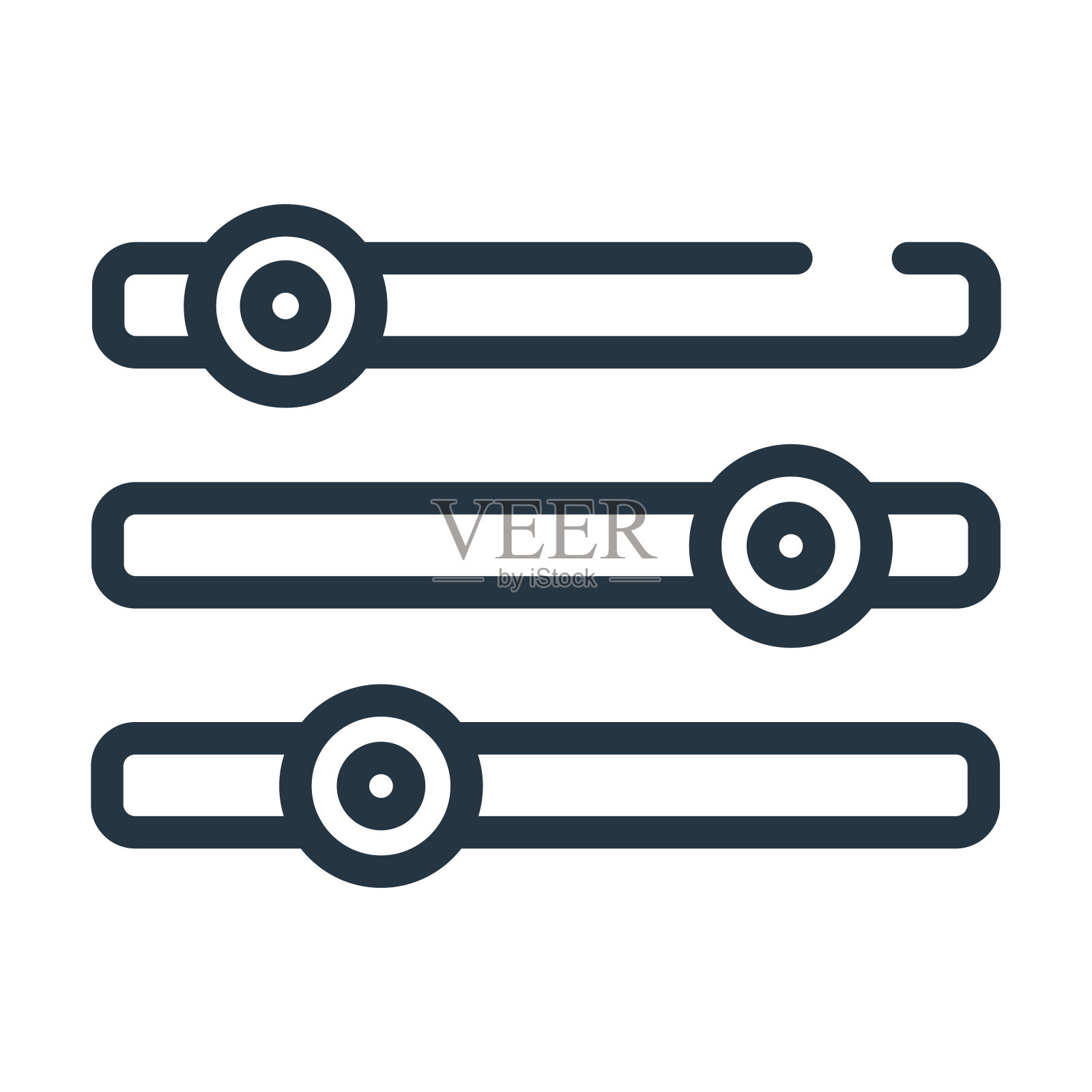 虚线barline细线图标。播放,第十六线性图标从音乐和媒体概念孤立的轮廓符号。矢量插图符号元素的网页设计和应用程序。插画图片素材