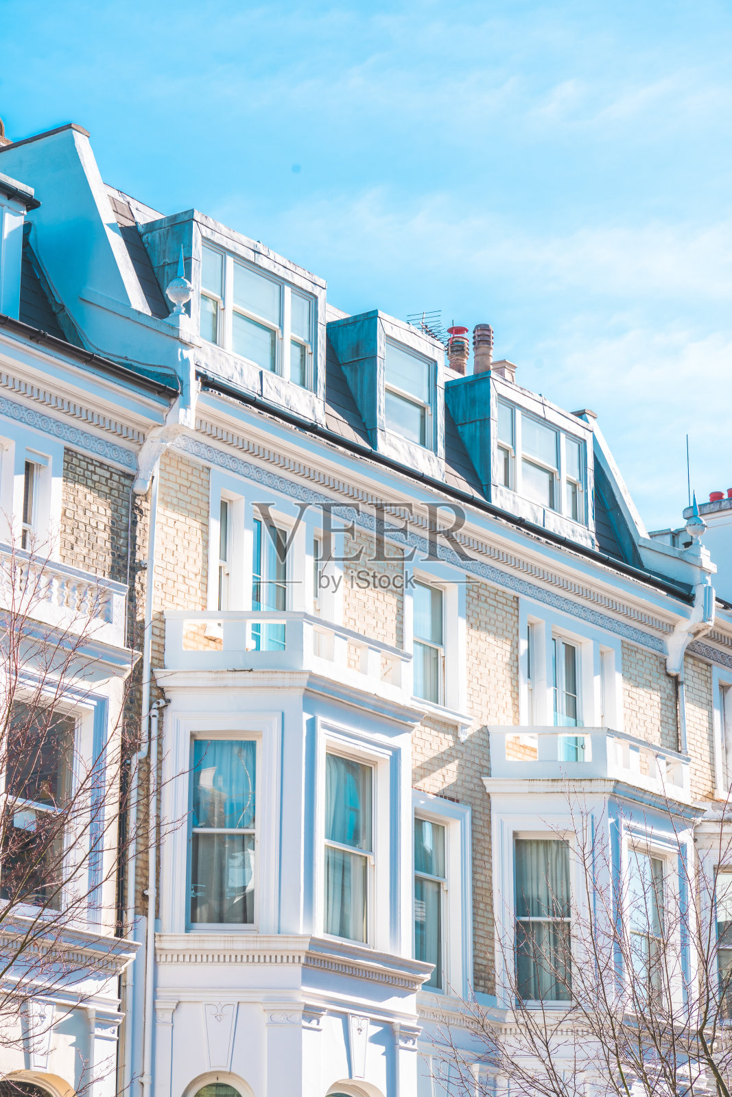 英国伦敦诺丁山地区古老的郊区和古董照片摄影图片