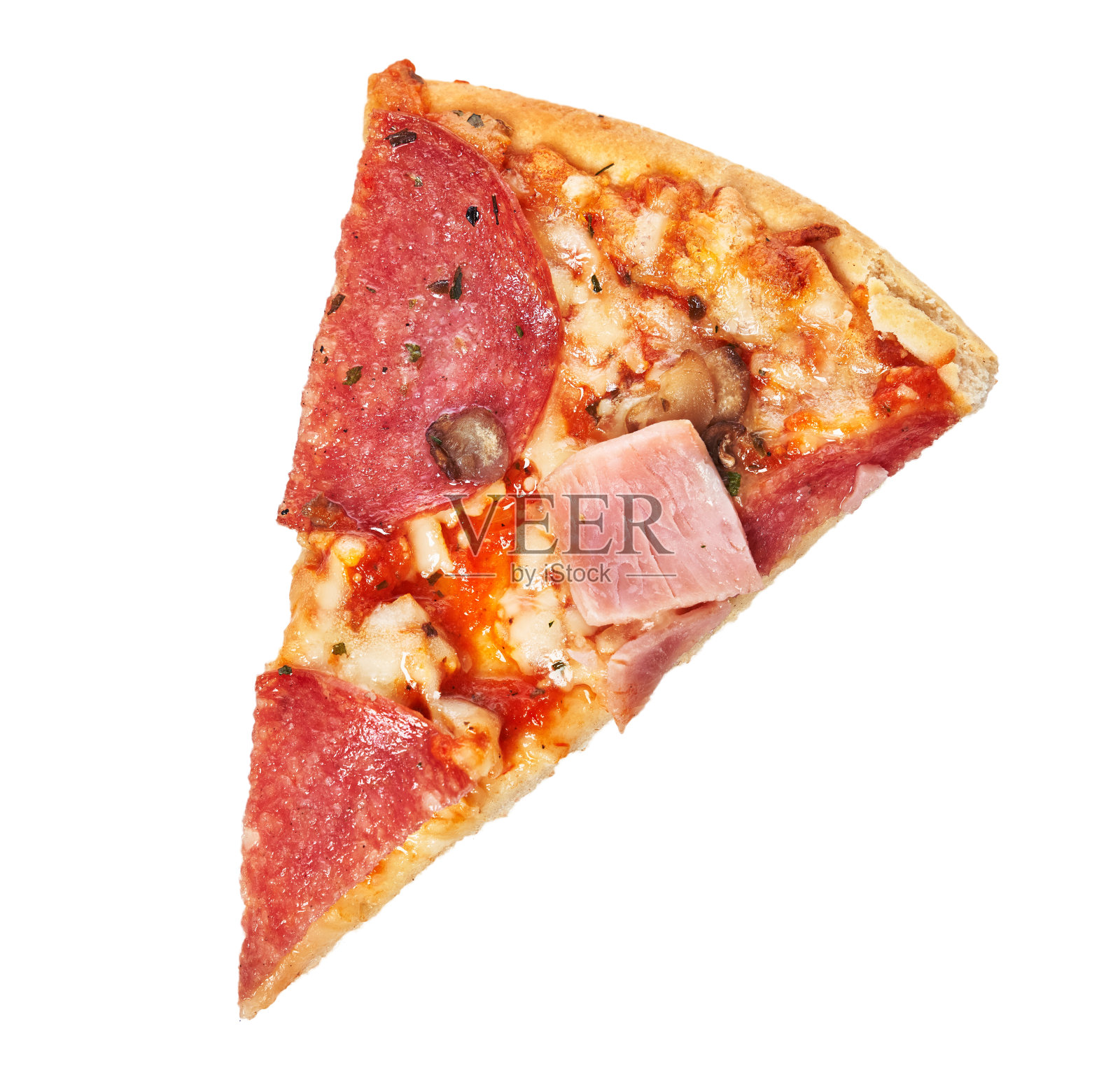 一片意大利披萨孤立在白色背景上照片摄影图片