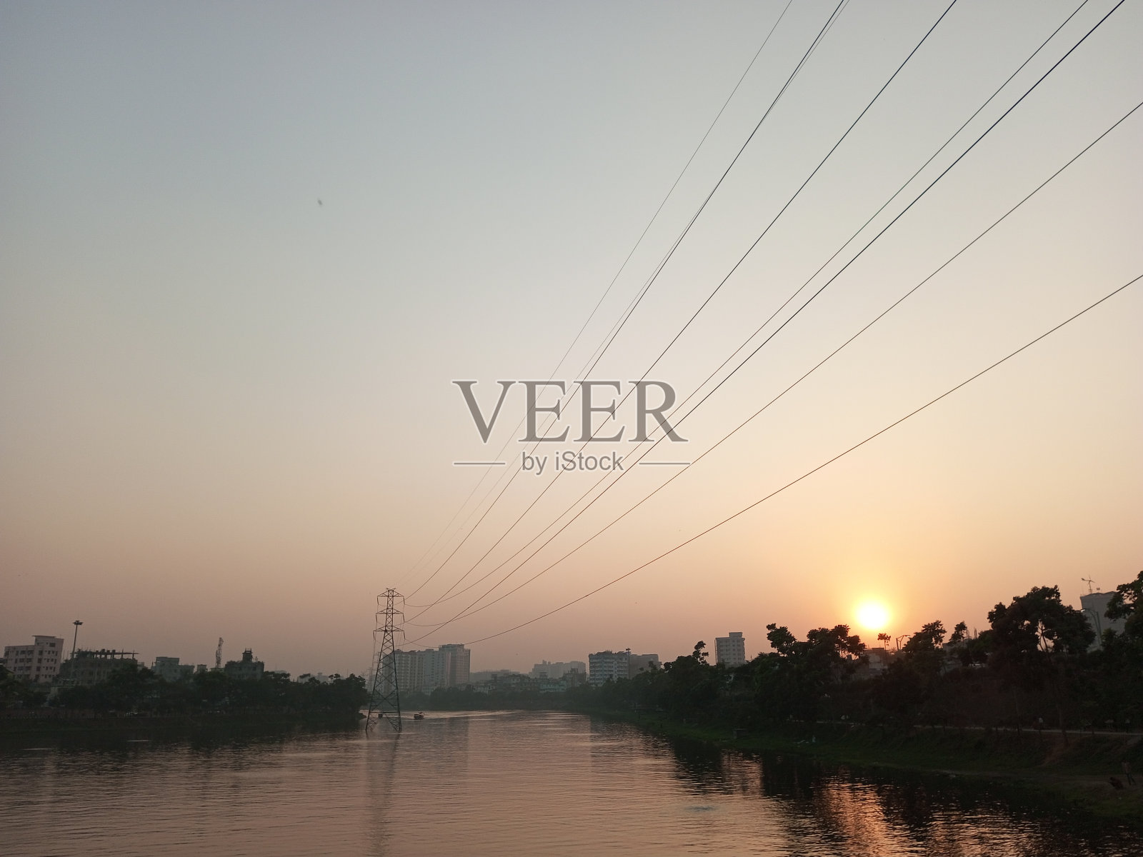 达卡,美丽的湖泊,夕阳西下照片摄影图片