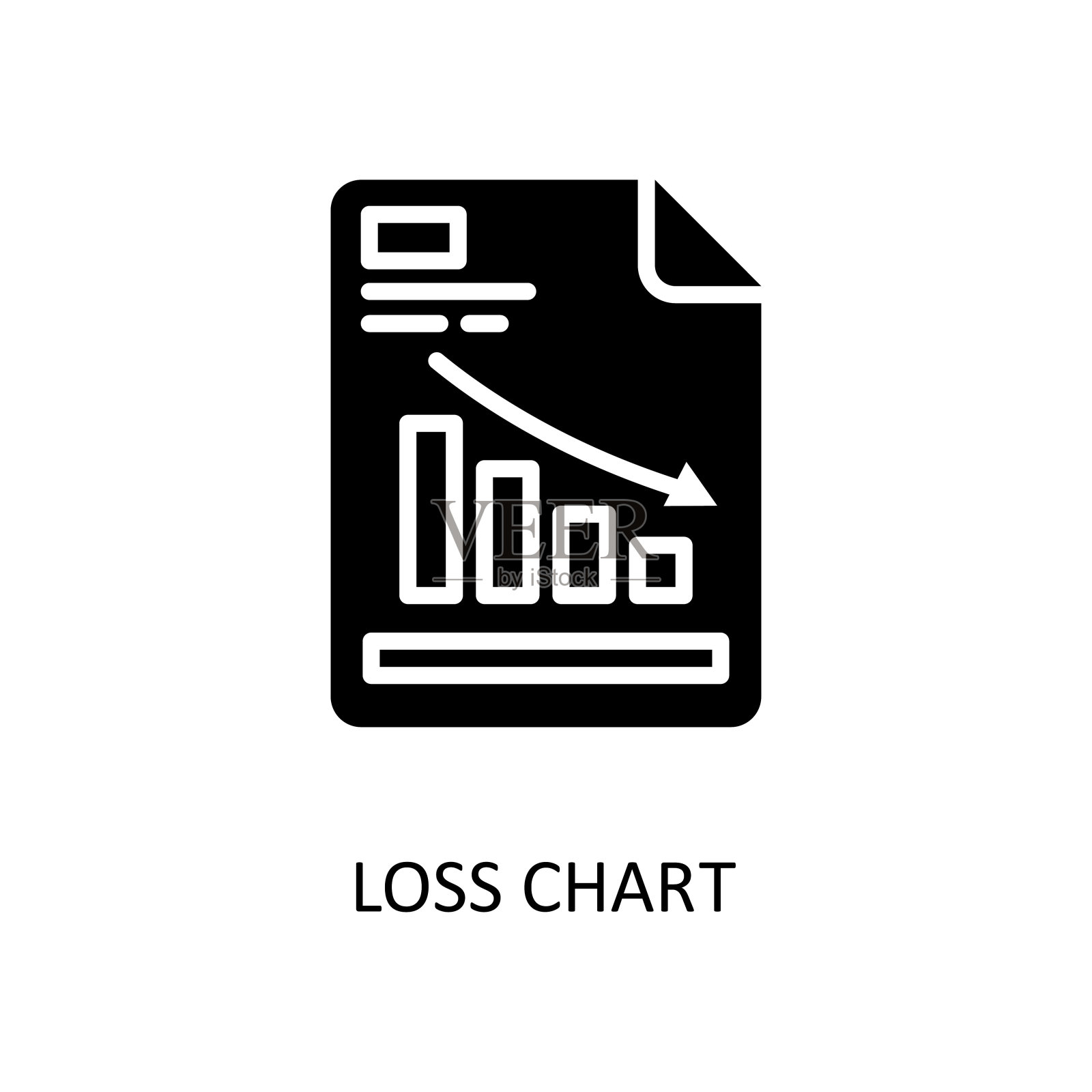 损失图表矢量固体图标设计插图。银行和支付符号在白色背景EPS 10文件插画图片素材