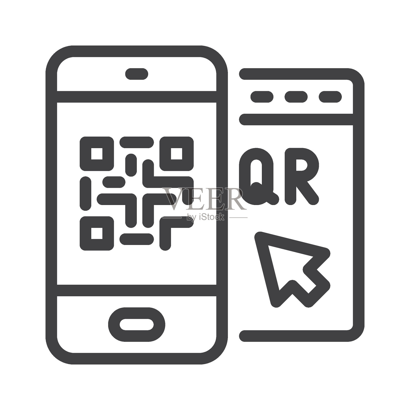 智能手机二维码行图标插画图片素材