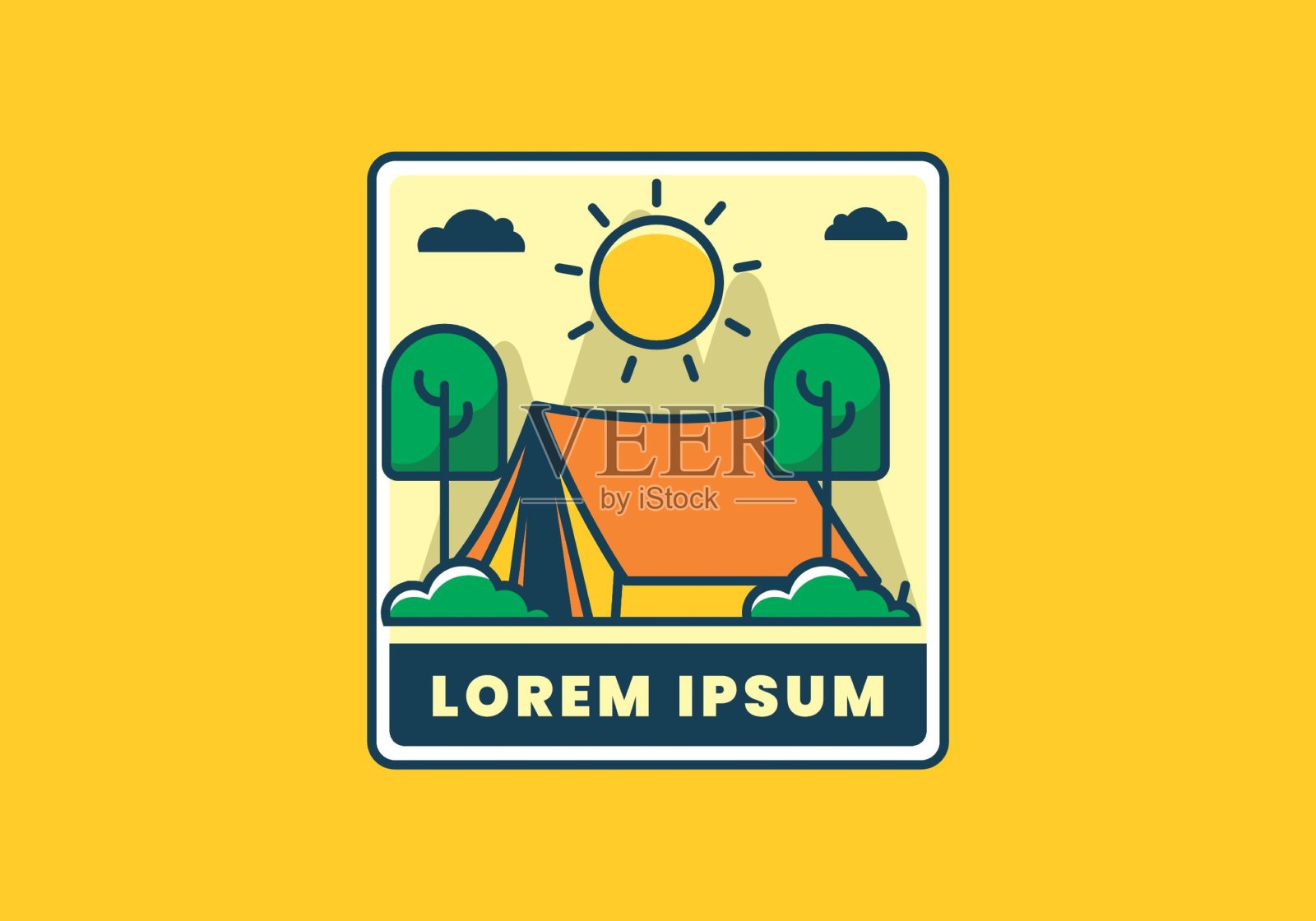 露营在自然平坦的插图插画图片素材