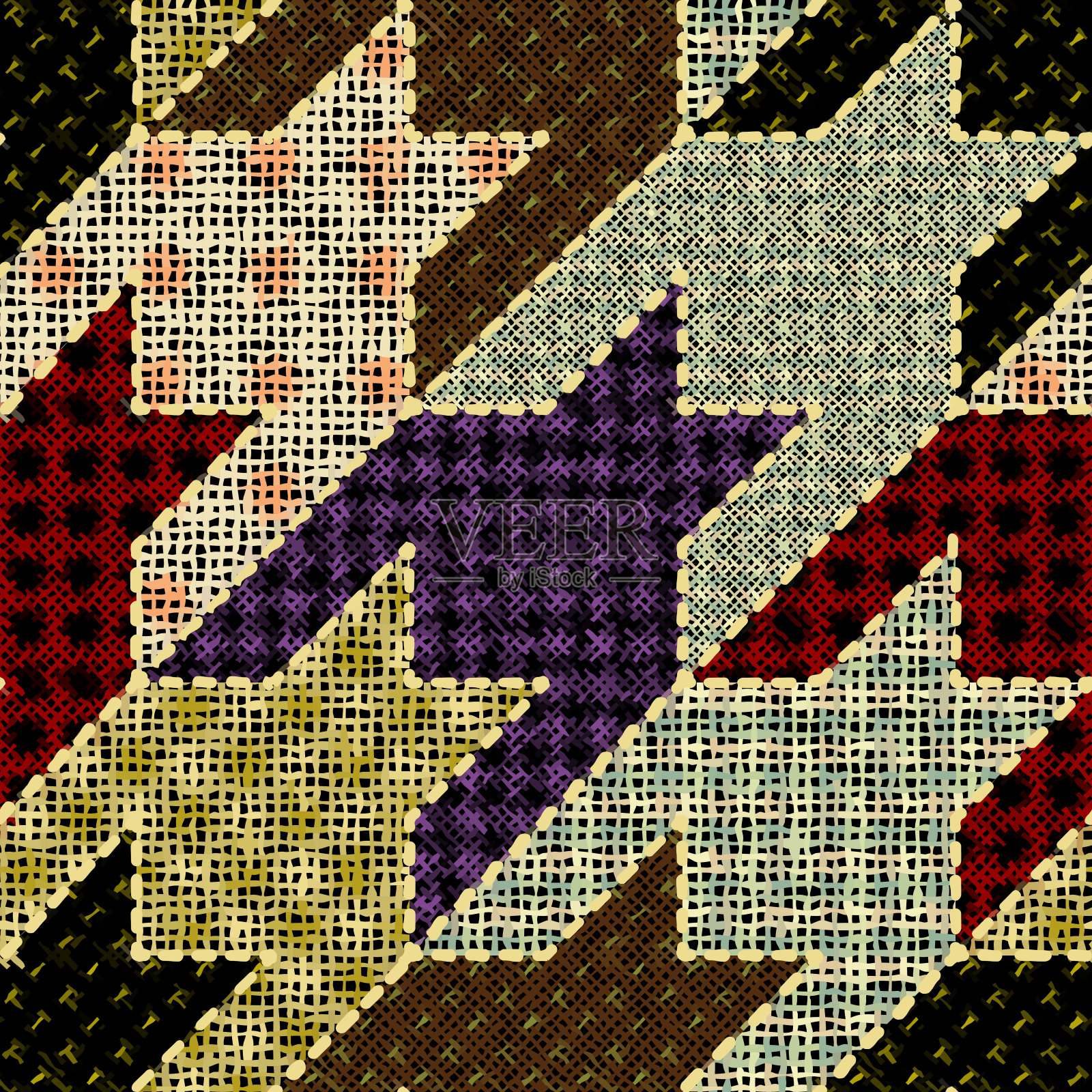 仿粗糙帆布的纹理。无缝模式。插画图片素材