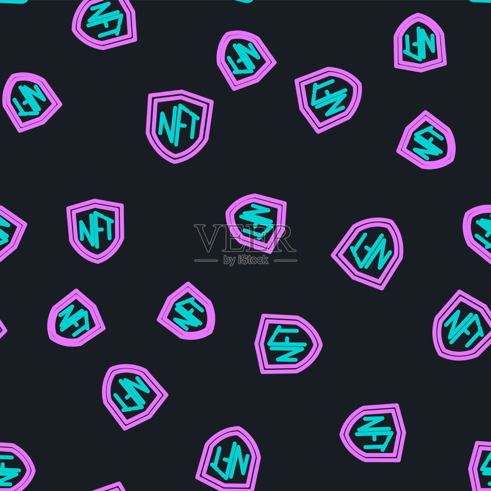 线NFT屏蔽图标隔离无缝图案上插画图片素材