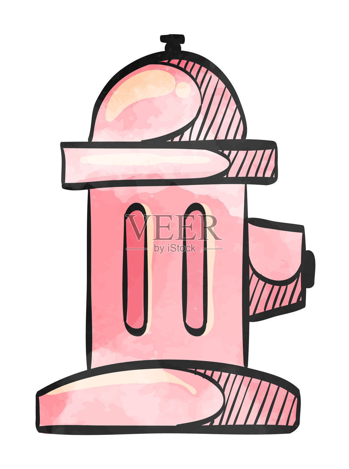 水彩风格图标消防栓设计元素图片