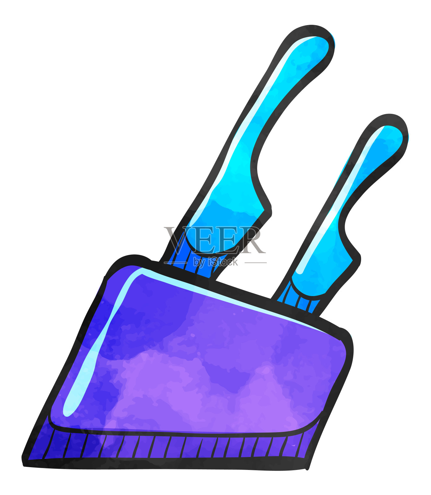 水彩风格图标刀持有人设计元素图片