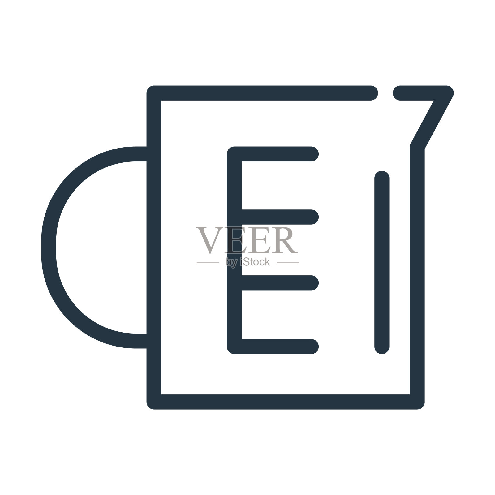 量杯细线图标。杯子,测量线性图标从厨房概念孤立的轮廓标志。矢量插图符号元素的网页设计和应用程序。图标素材