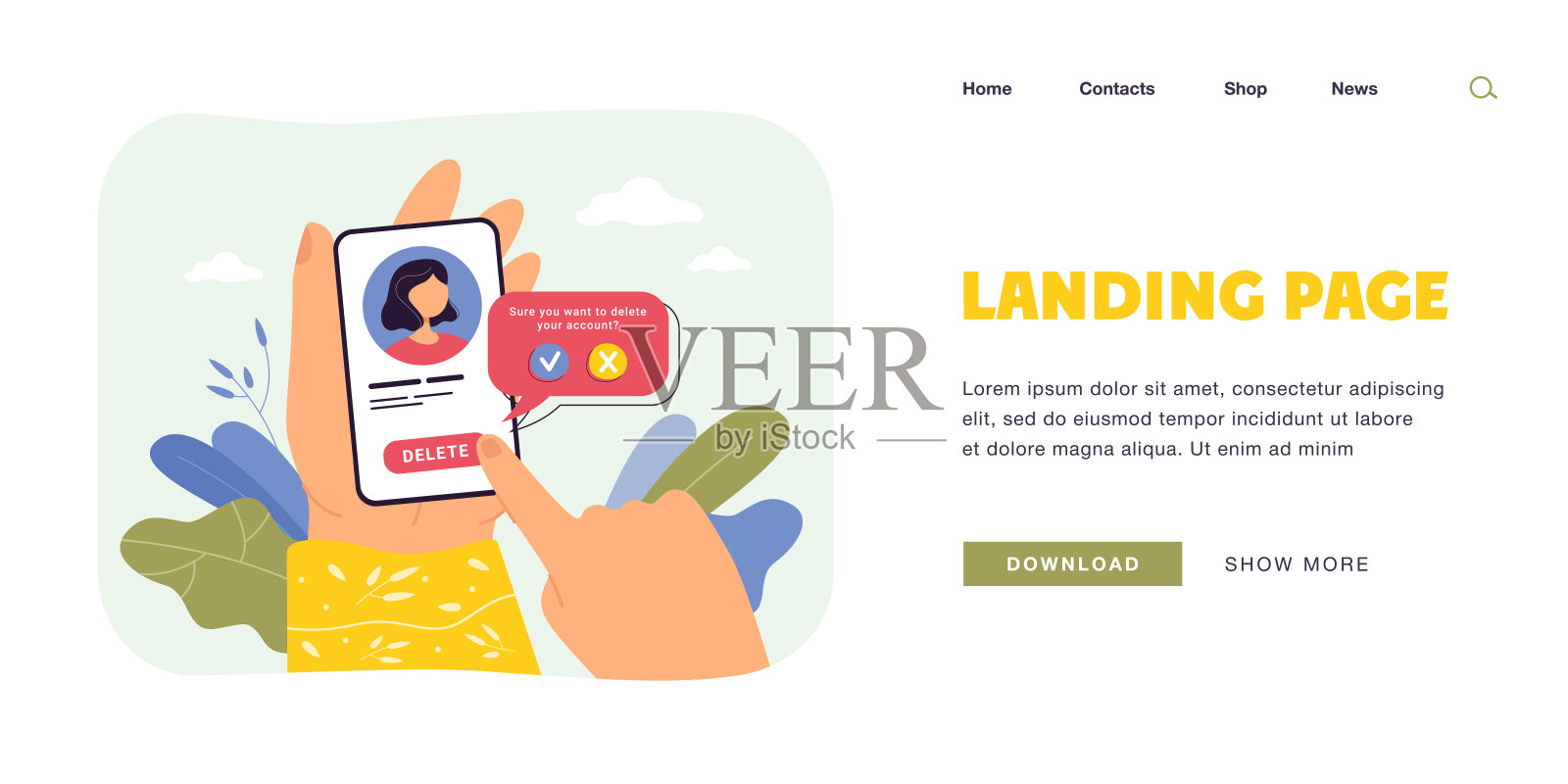 女性社交网络用户正在删除账号插画图片素材