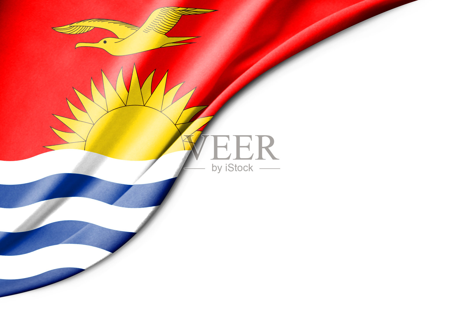 基里巴斯国旗。3 d演示。与白色背景空间的文本。照片摄影图片