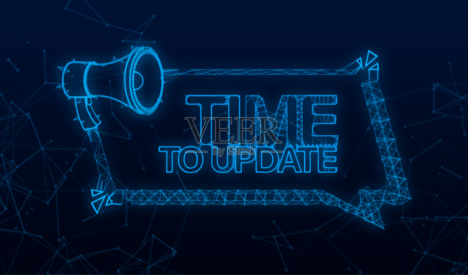 扩音器与时间更新。扩音器旗帜丛。网页设计。矢量图插画图片素材