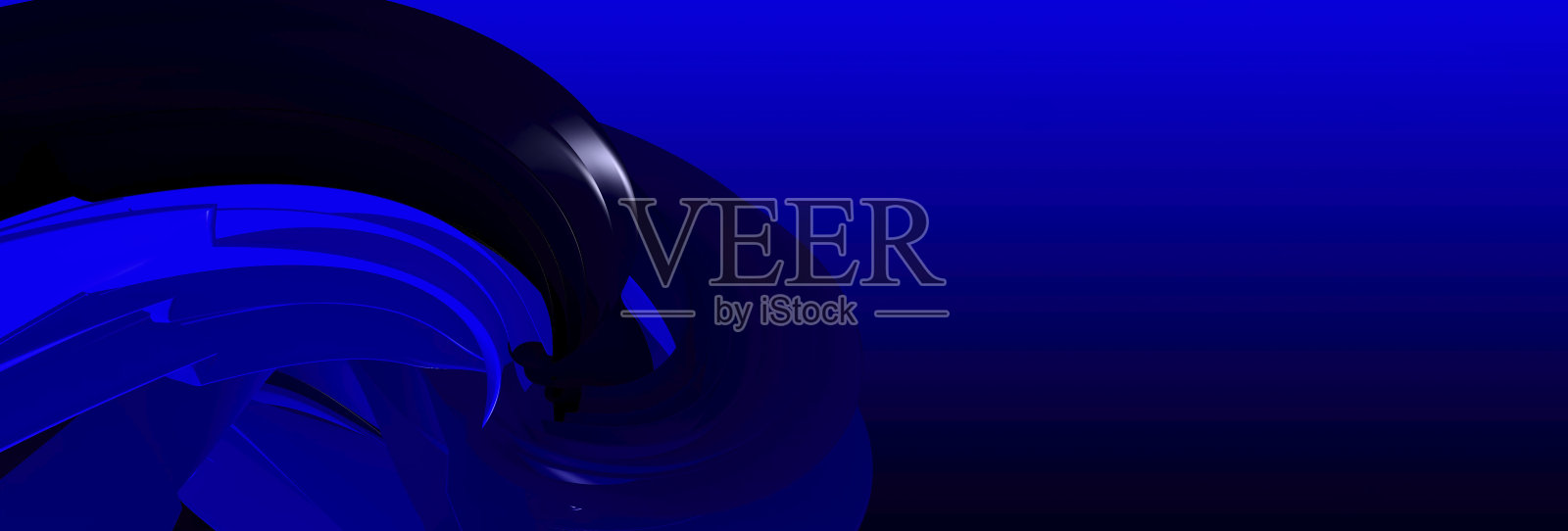 摘要蓝色背景与动态蓝色3d线条。现代壁纸,屏幕保护程序,拷贝空间。三维图像数字背景。插画图片素材